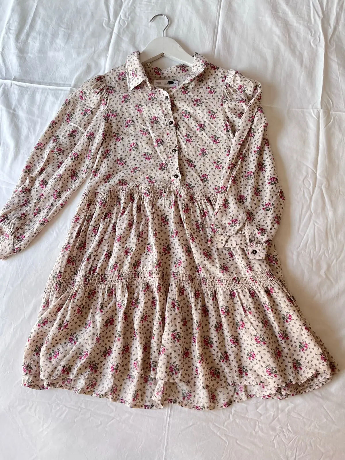 Zara Floral Long Sleeve Smock Dress
