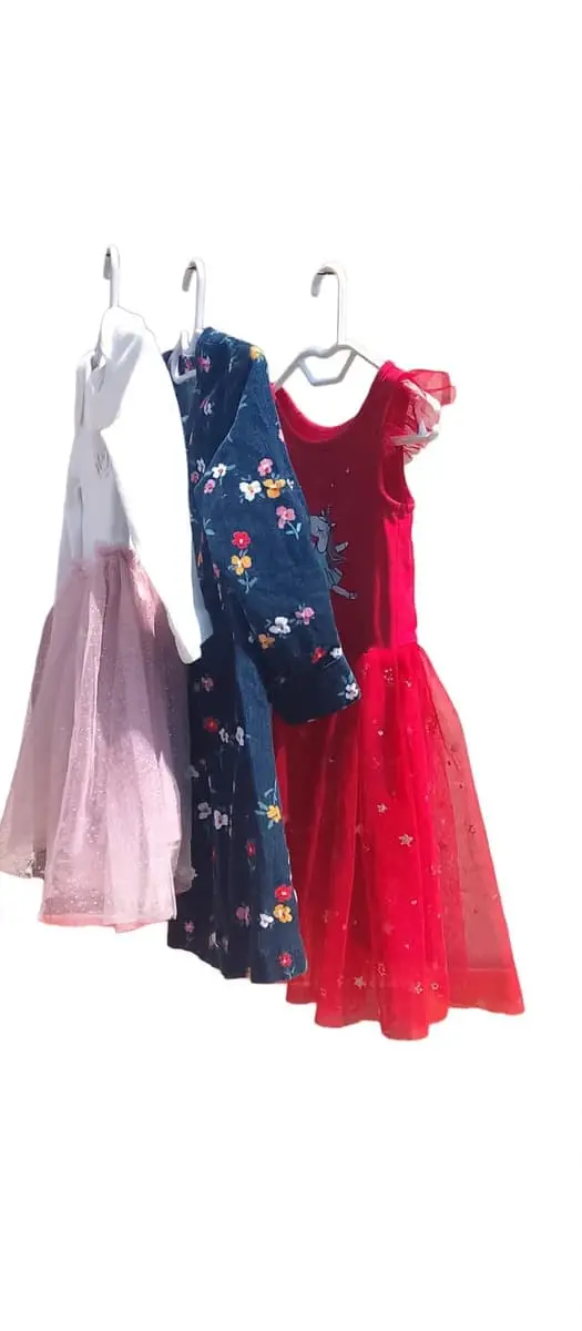 Baby girl dresses: Red Xmas, Navy Coudroy and pink and white naartjie dress