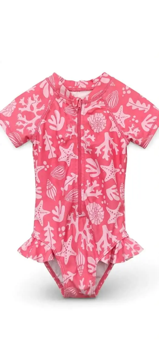 Baby girl bundle: dress, 2 piece summer shorts with sleeveless top and swimwear with a cap