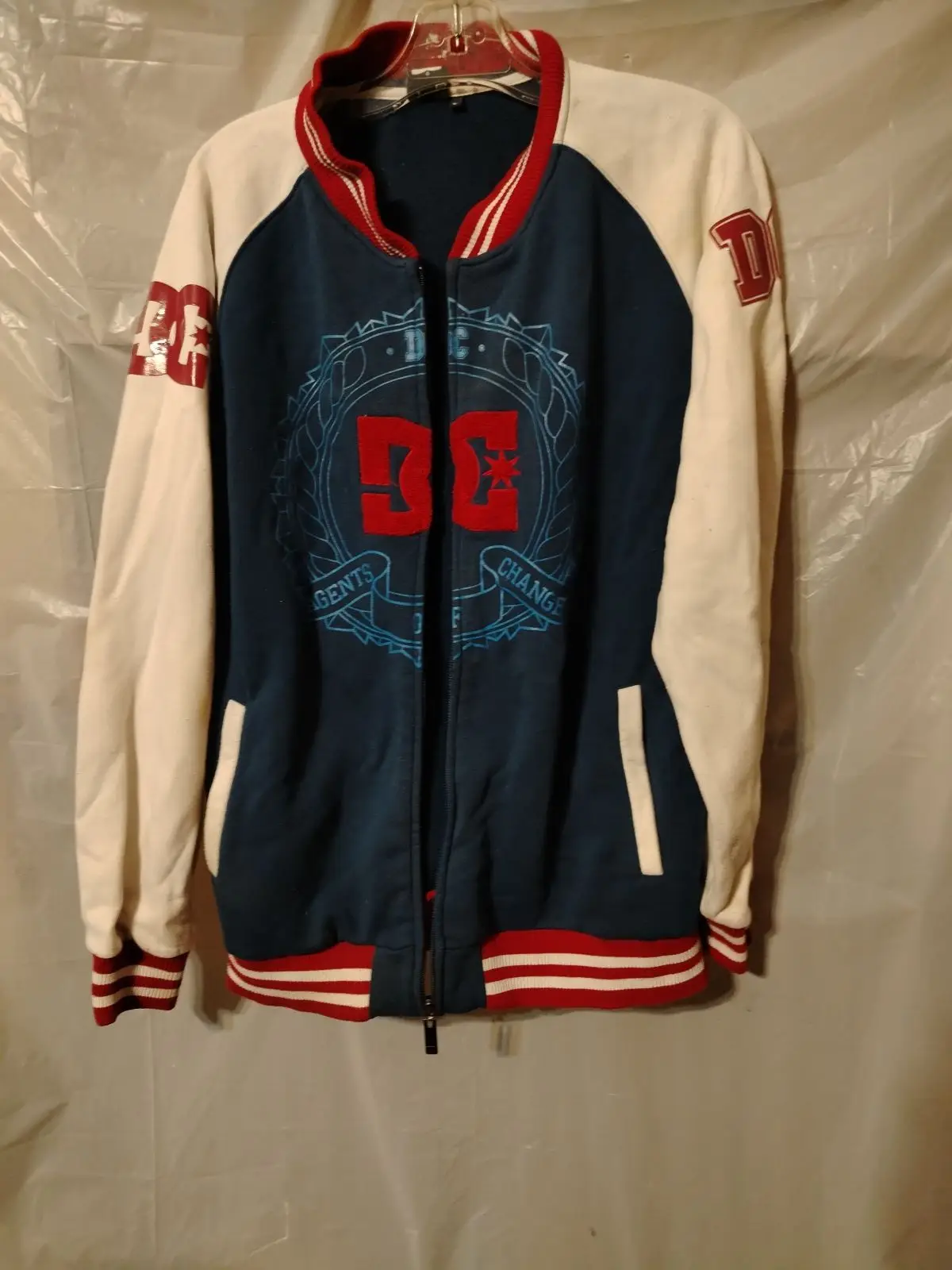DC Shoes Varsity Jacket Navy Cream Large