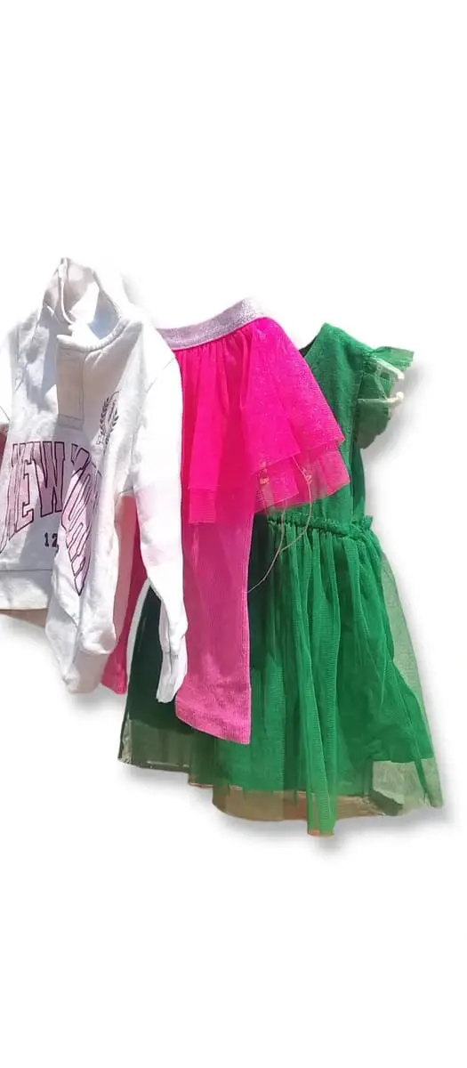 Baby girl bundle: Springbok dress, golf t shirt and pink tights with tulle