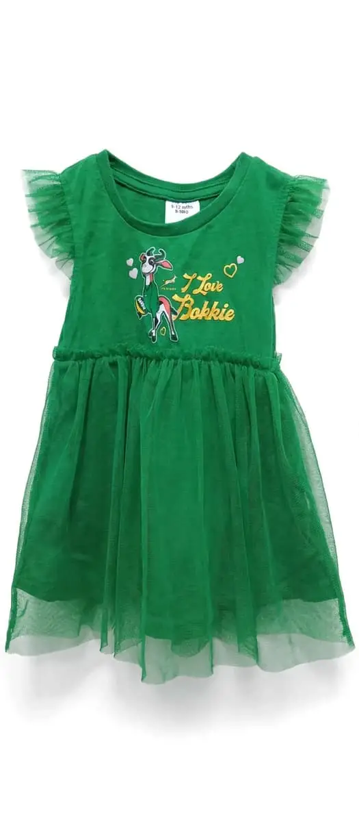 Baby girl bundle: Springbok dress, golf t shirt and pink tights with tulle