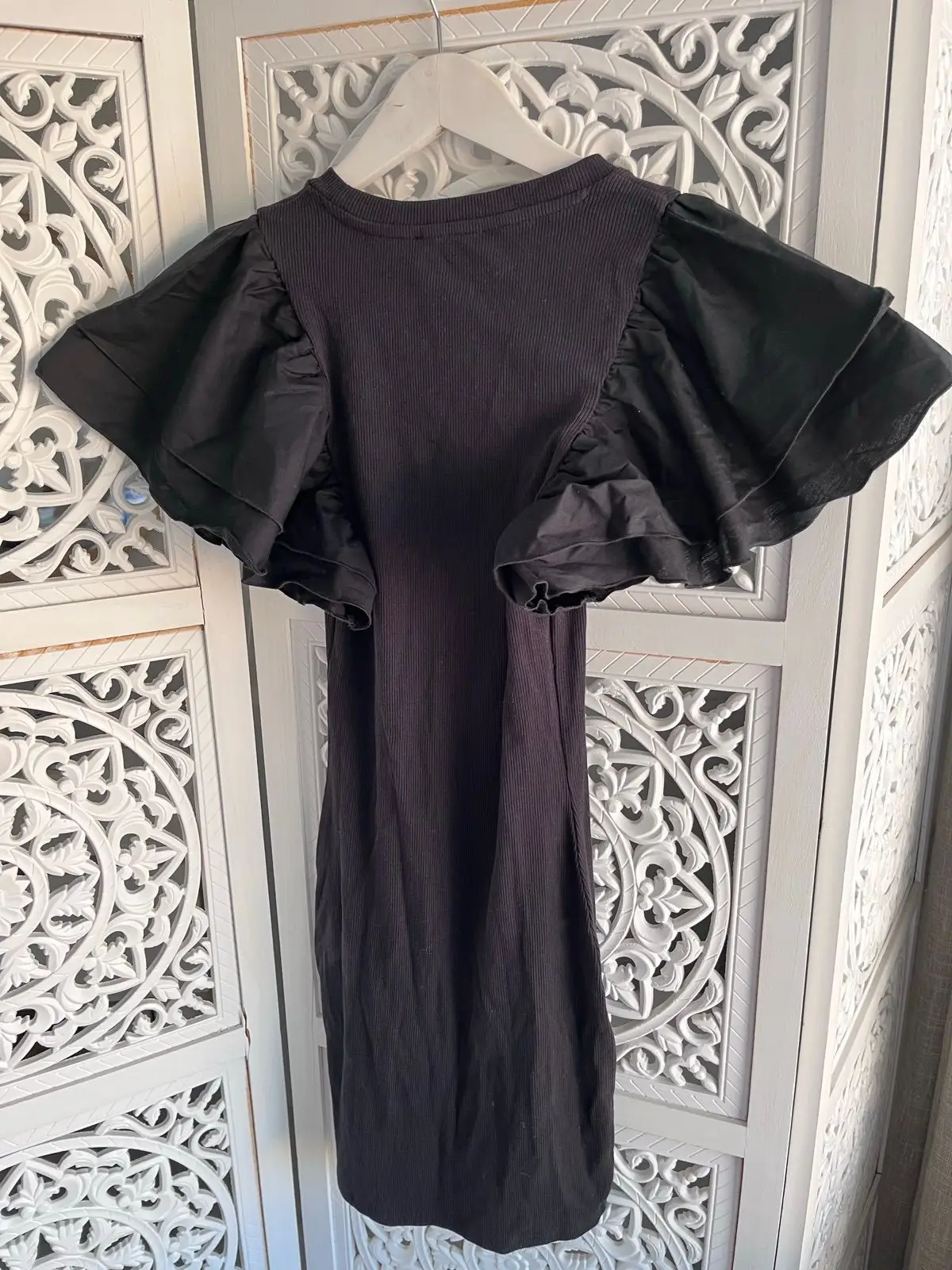 Zara Black Dress with Ruffled Sleeves