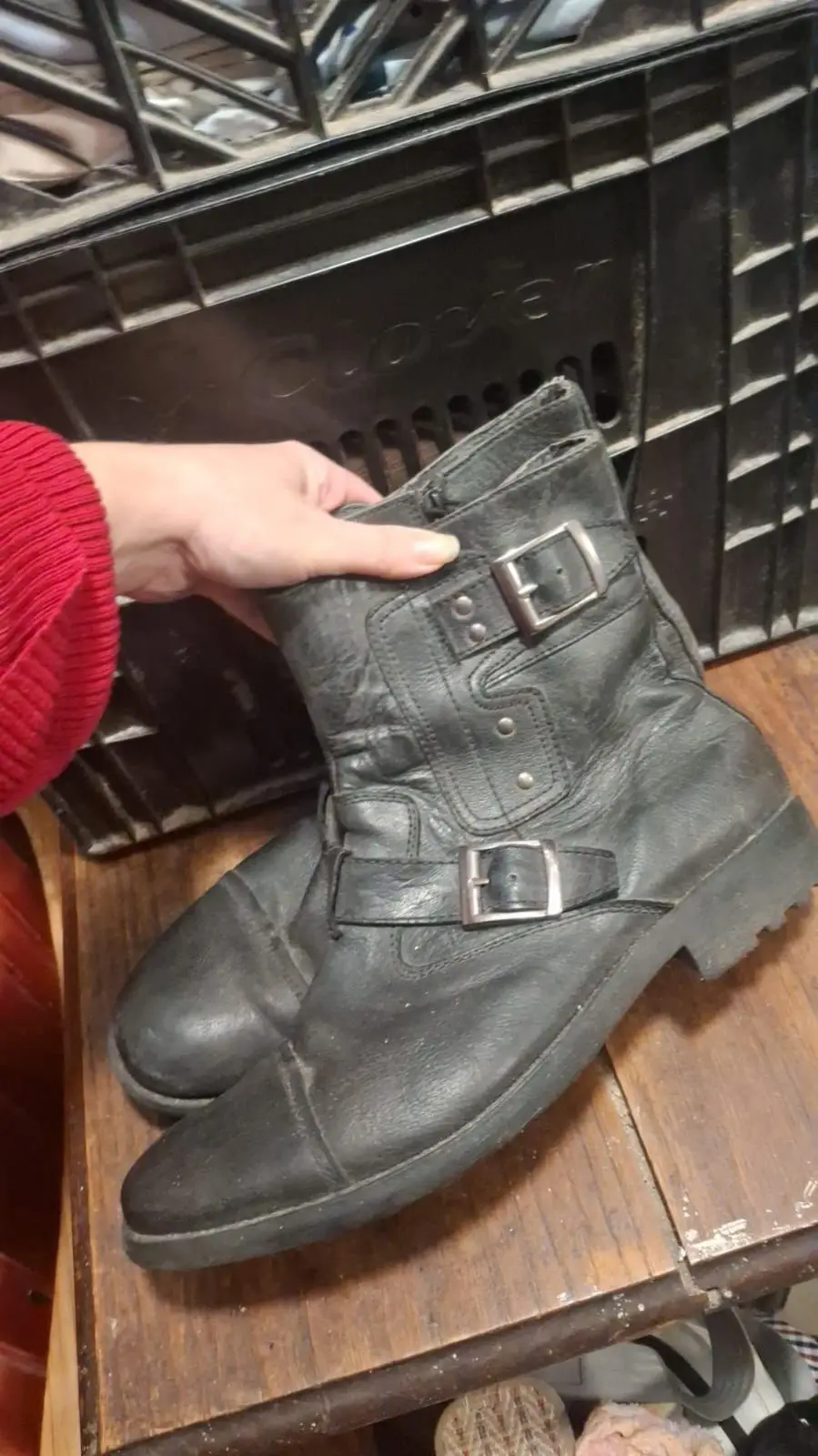 Woolworths Black Leather Buckle Boots Size 10
