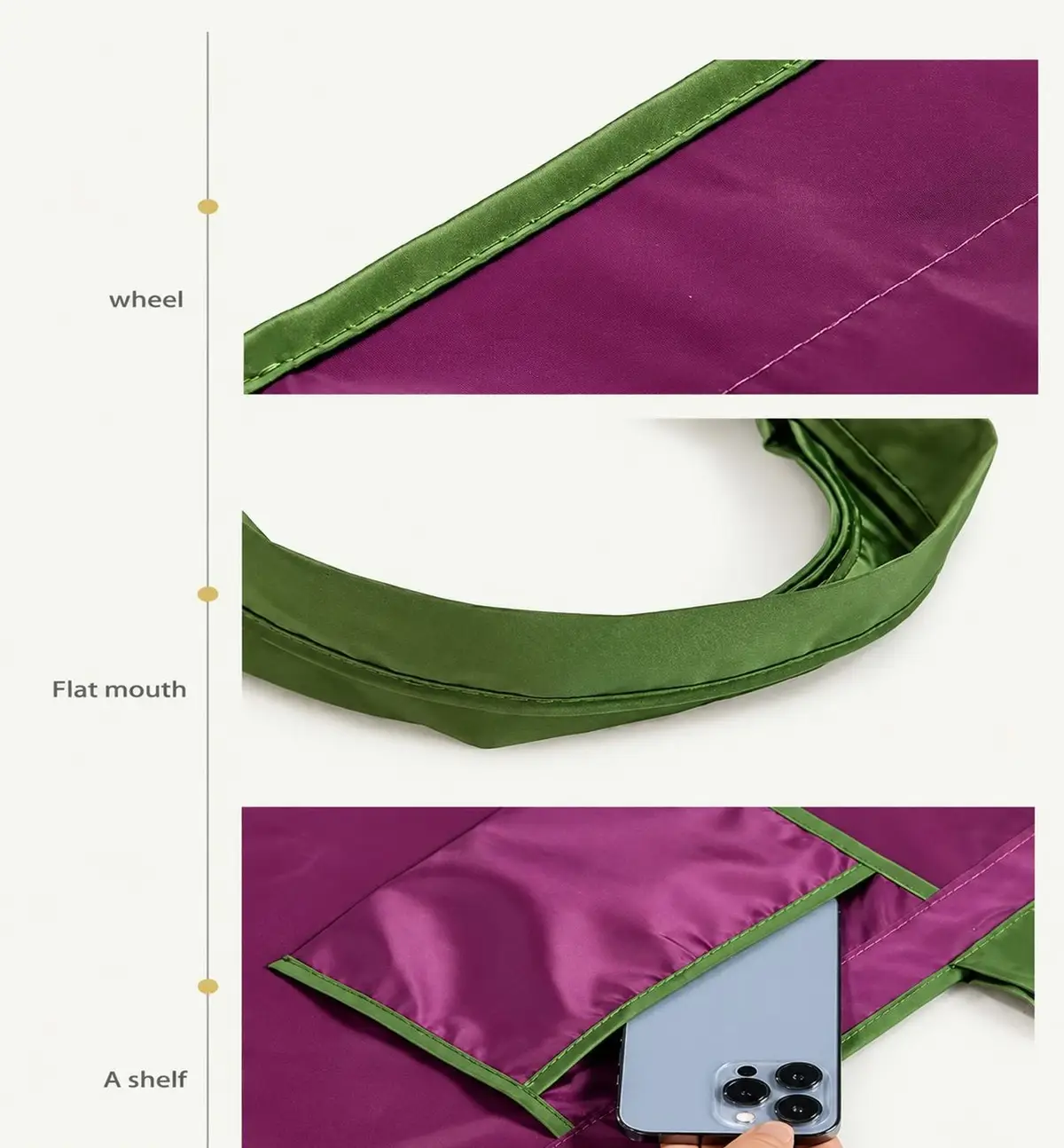 Purple and Green Nylon Tote Bag