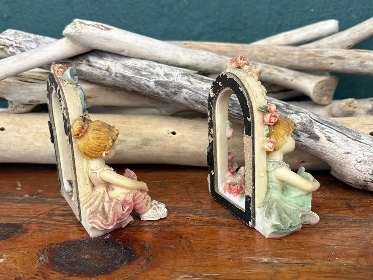 Resin Ballerina Photo Frame with Pink Roses
