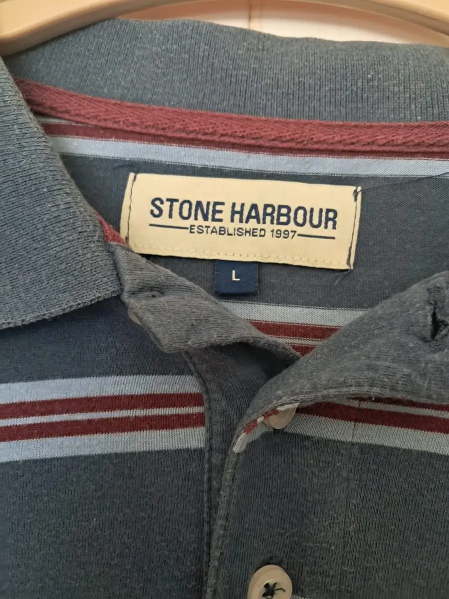 👕 PRELOVED: STONE HARBOUR Men's Striped Golf Shirt – Size L