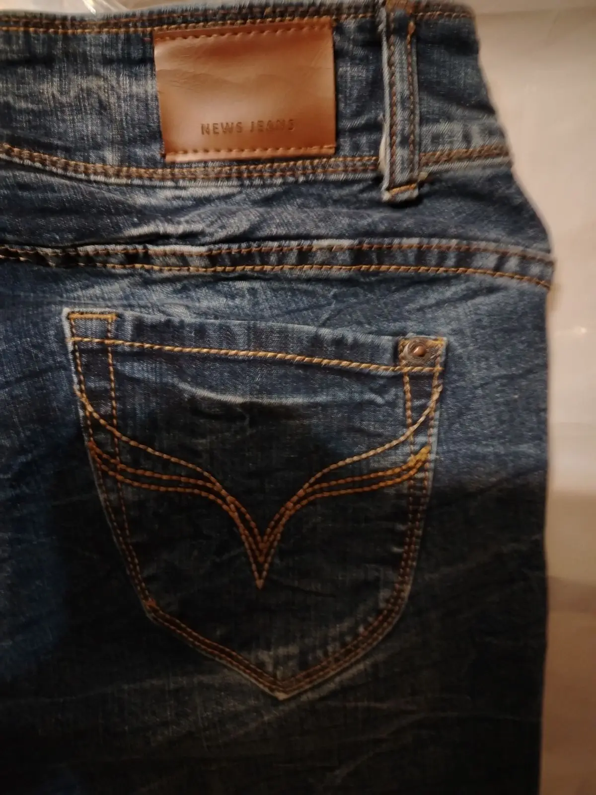 Dark Wash Textured Denim Jeans