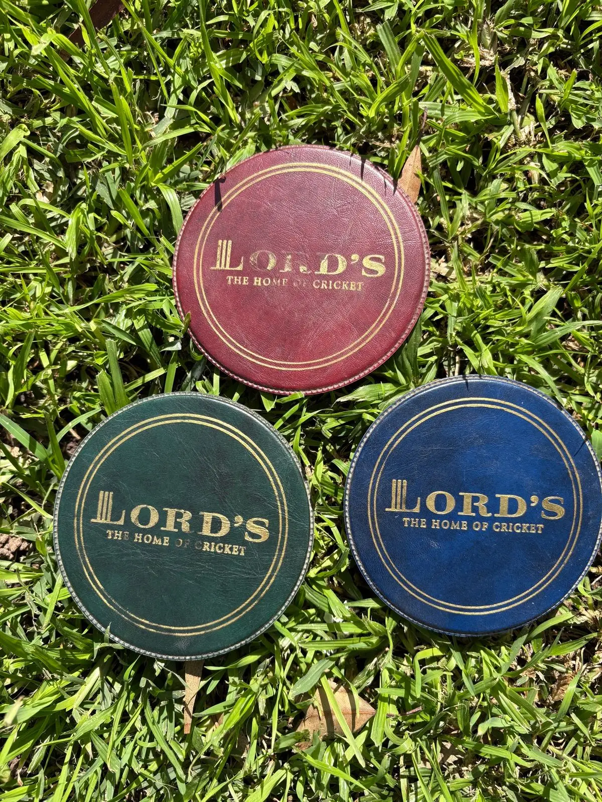 Lord's Cricket Ground Maroon Leather Coaster