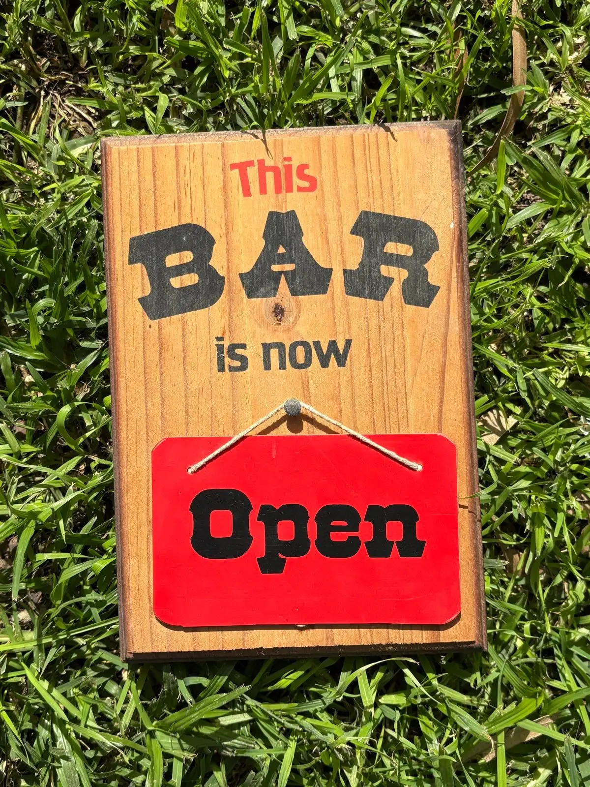 Wooden This Bar Is Now Open Sign