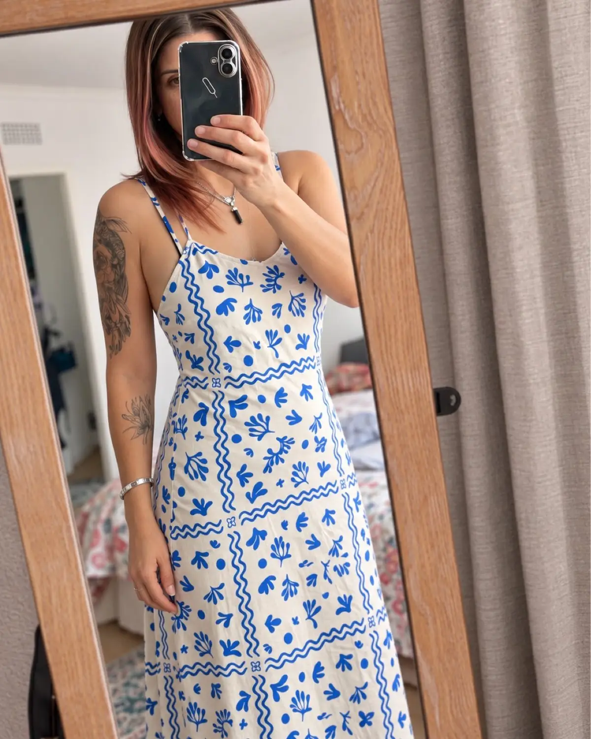 Cotton On Blue And White Printed Slip Dress