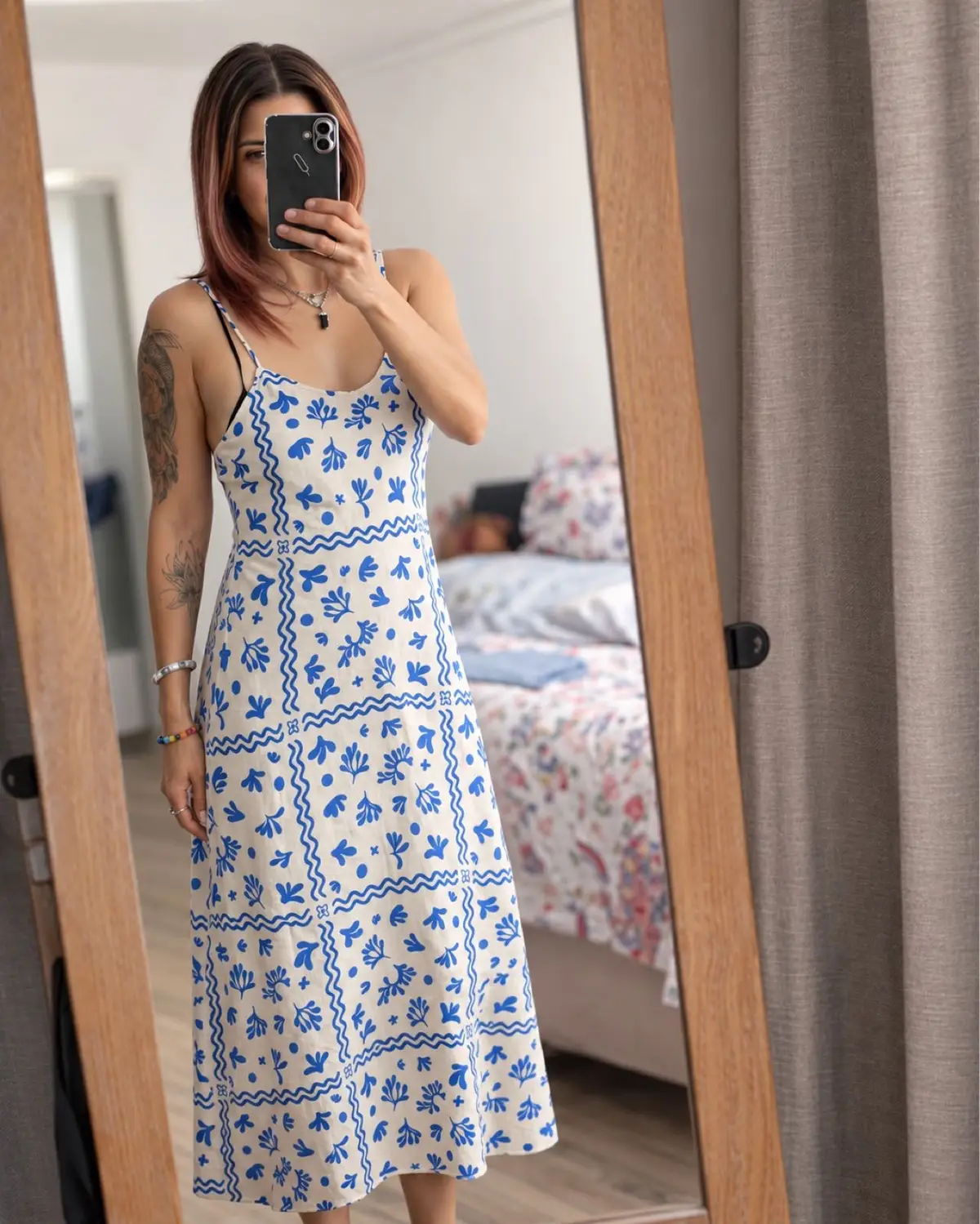 Cotton On Blue And White Printed Slip Dress