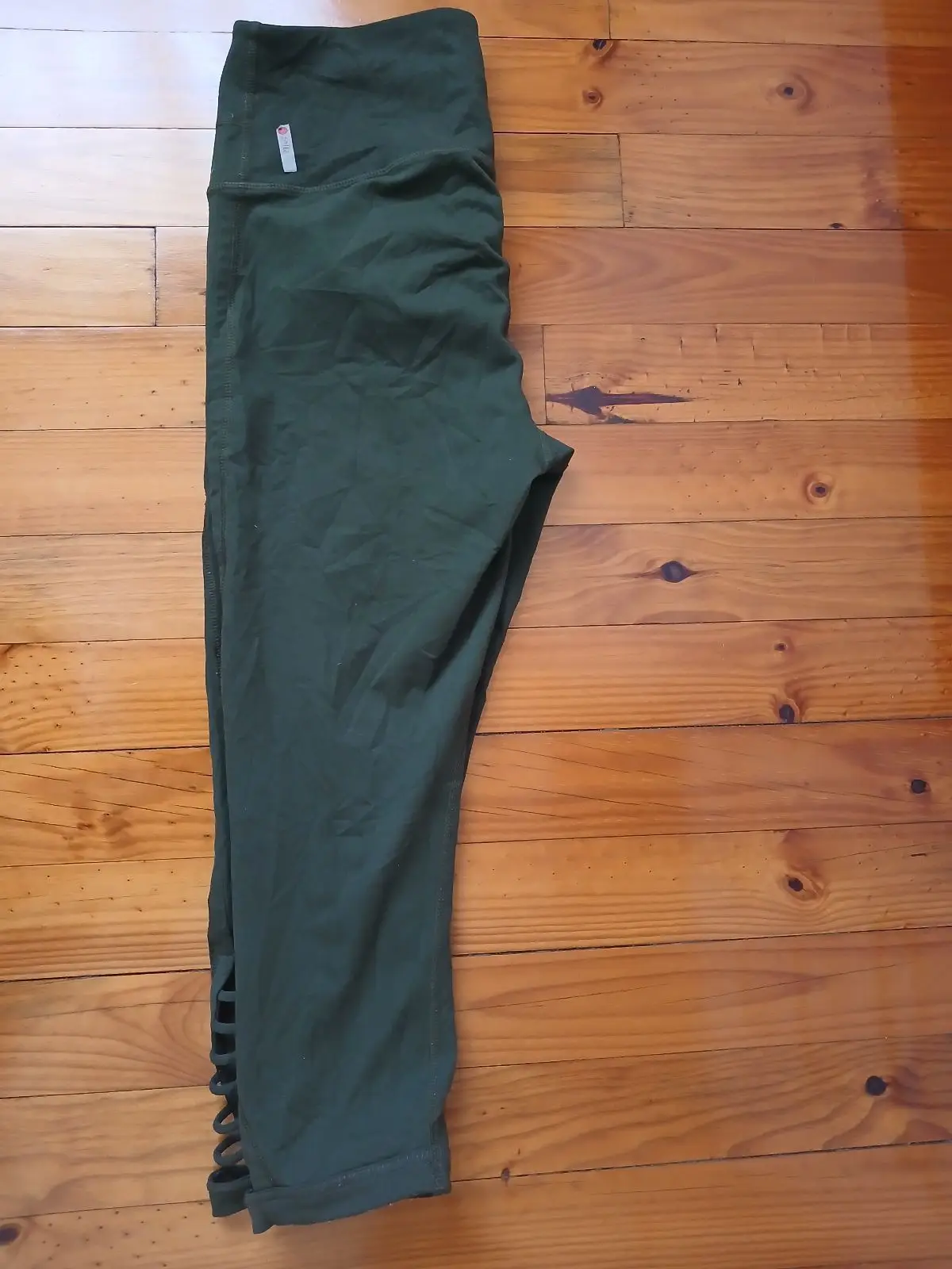 Dark Green Activewear Leggings with Hem Detail