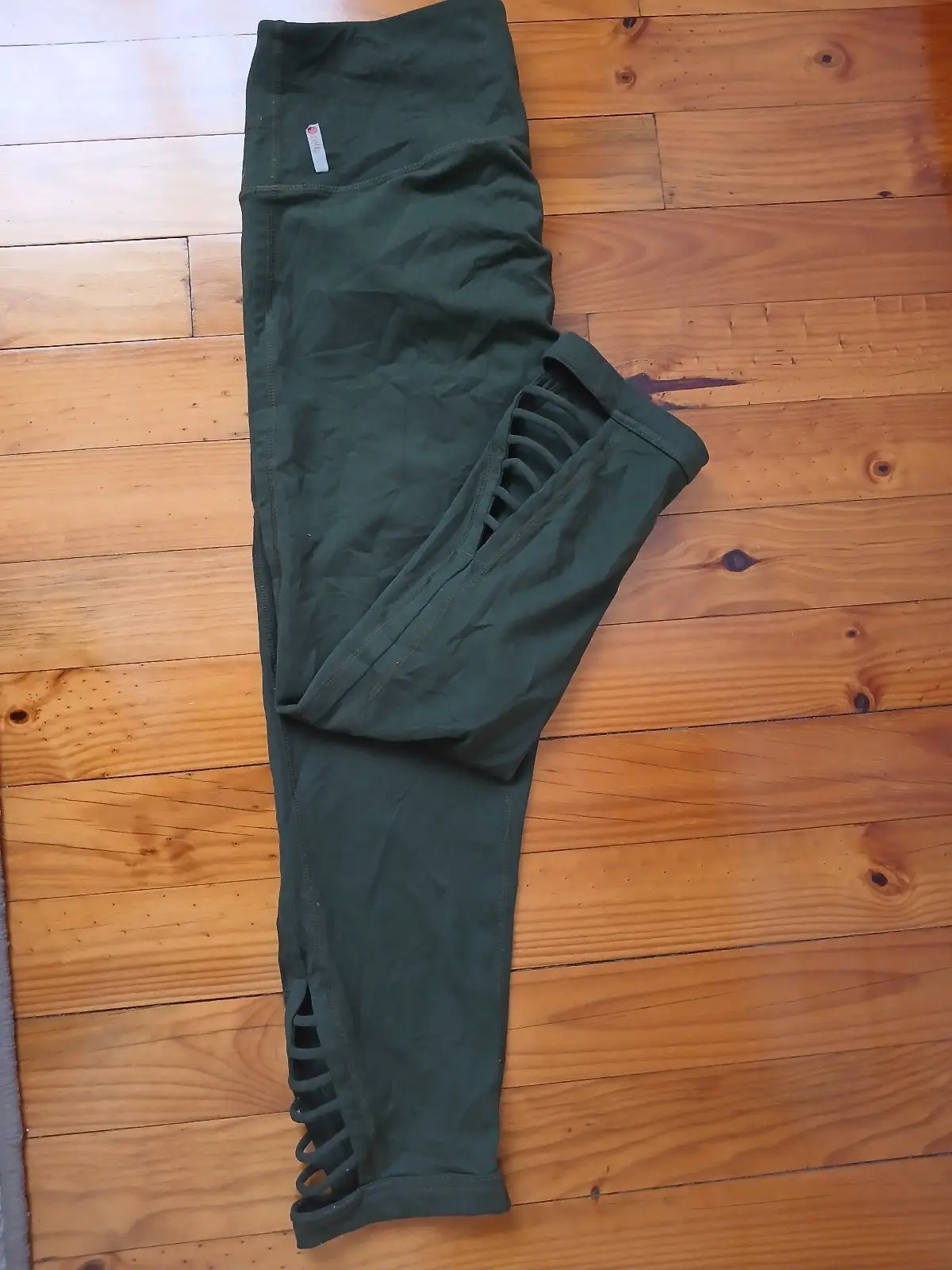 Dark Green Activewear Leggings with Hem Detail