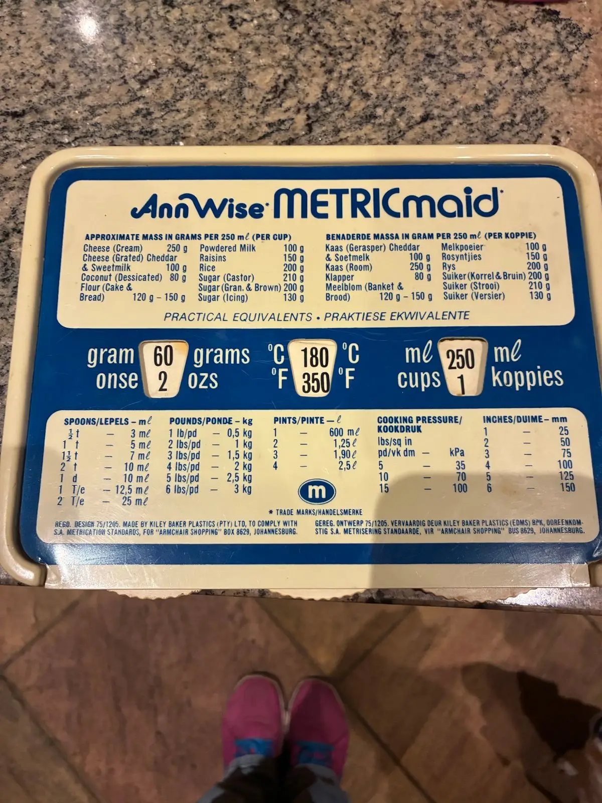 Vintage AnnWise Metricmaid Kitchen Conversion Tray
