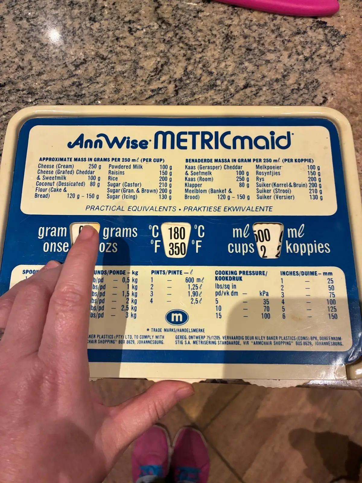Vintage AnnWise Metricmaid Kitchen Conversion Tray