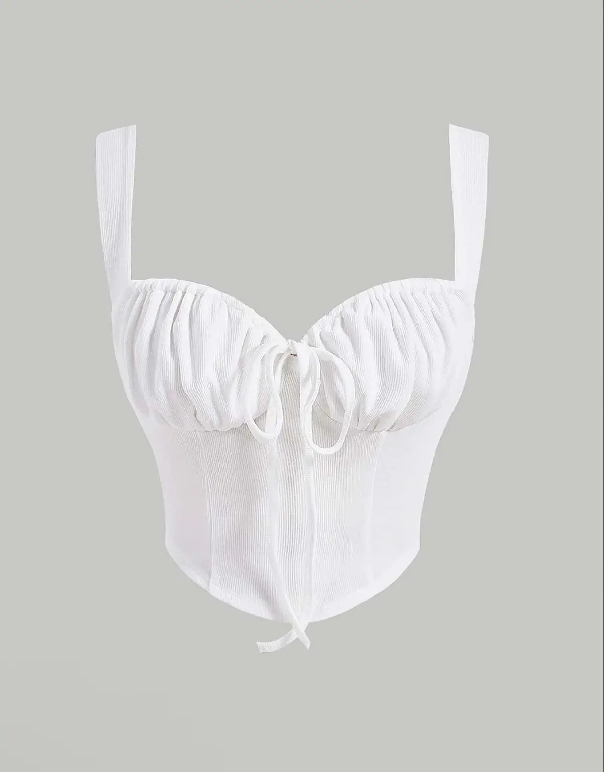 SHEIN White Ribbed Corset Crop Top