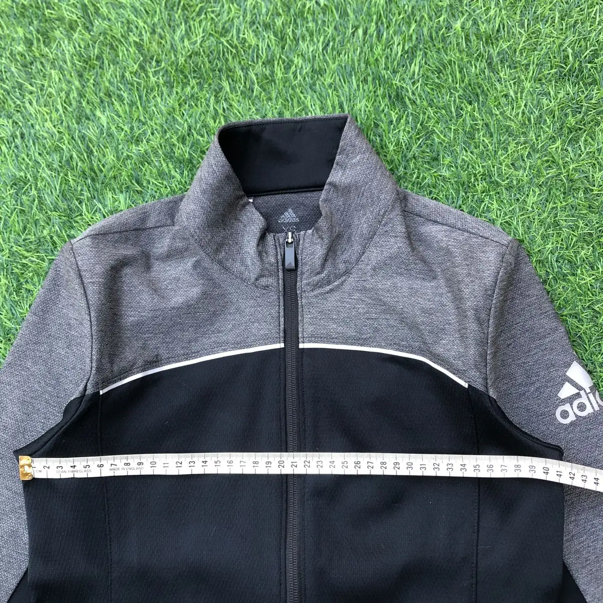 Adidas Black and Grey Athletic Zip-Up Jacket