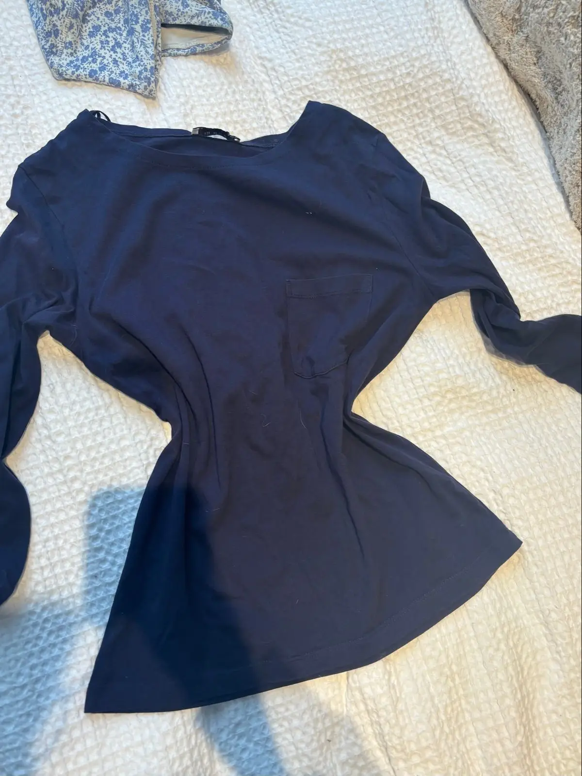 Zara Navy Long Sleeve Pocket Top