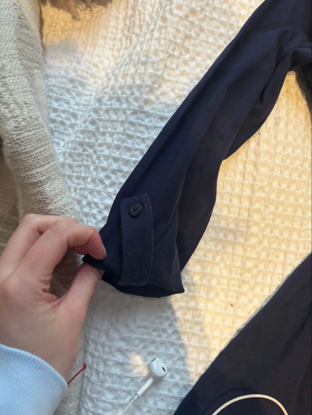 Zara Navy Long Sleeve Pocket Top