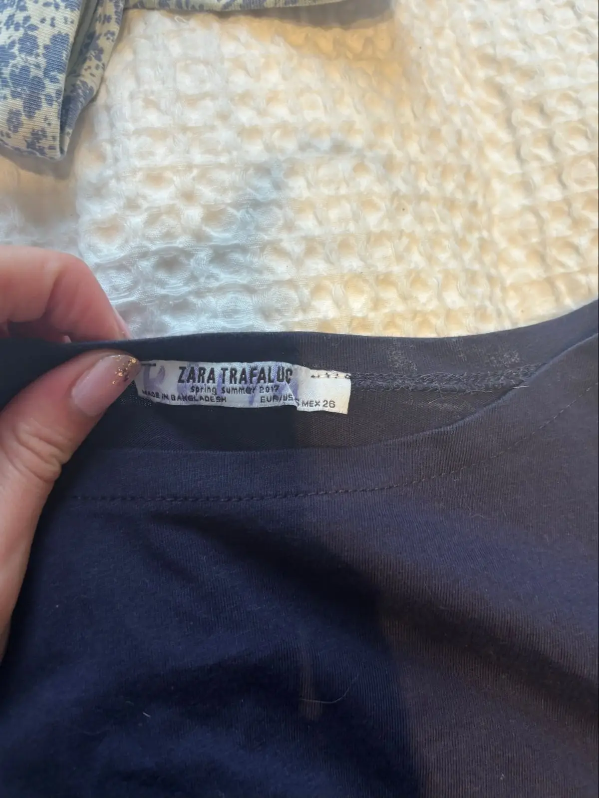 Zara Navy Long Sleeve Pocket Top