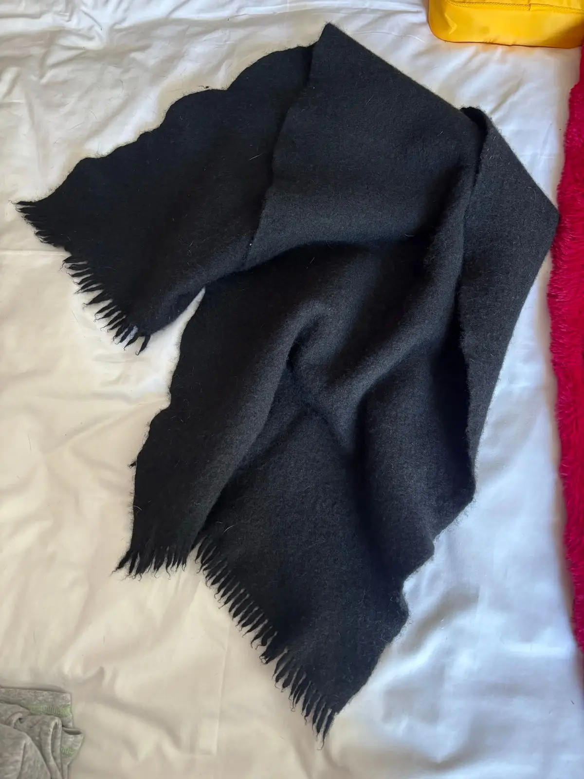 Country Road Black Fringed Wool Scarf