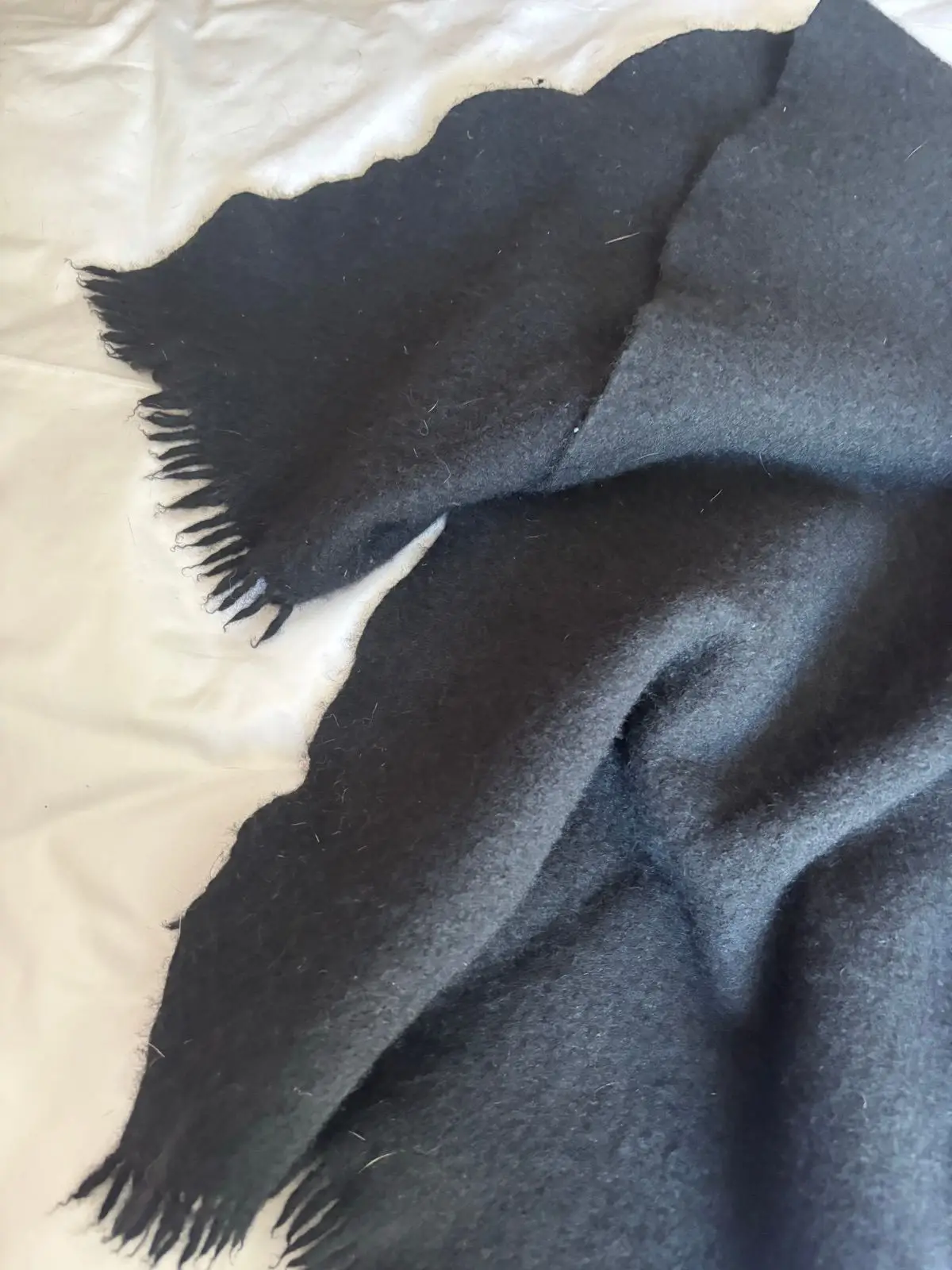 Country Road Black Fringed Wool Scarf