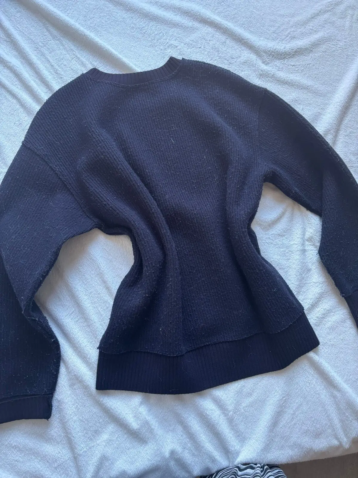 Zara Dark Blue Ribbed Knit Sweater