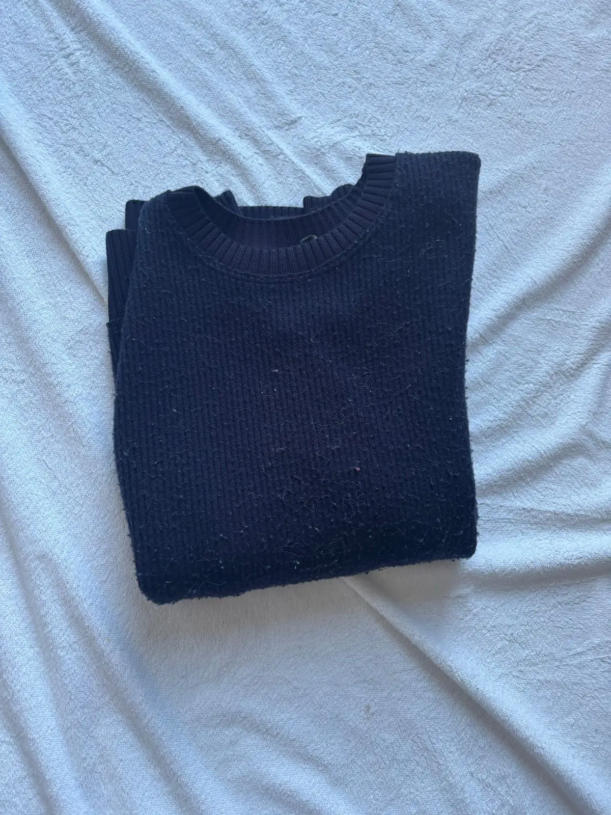 Zara Dark Blue Ribbed Knit Sweater