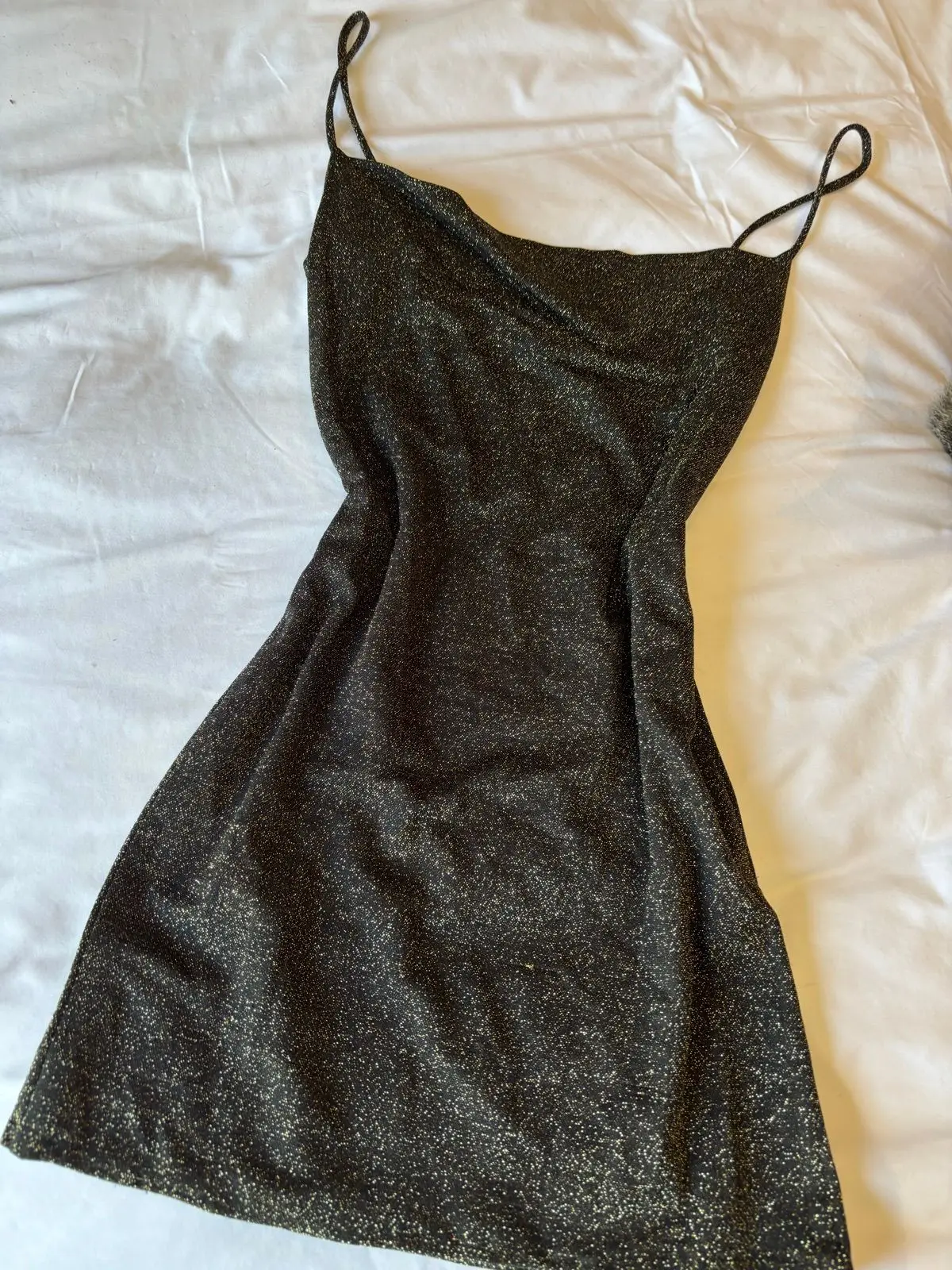 Black and Gold Sparkly Slip Dress