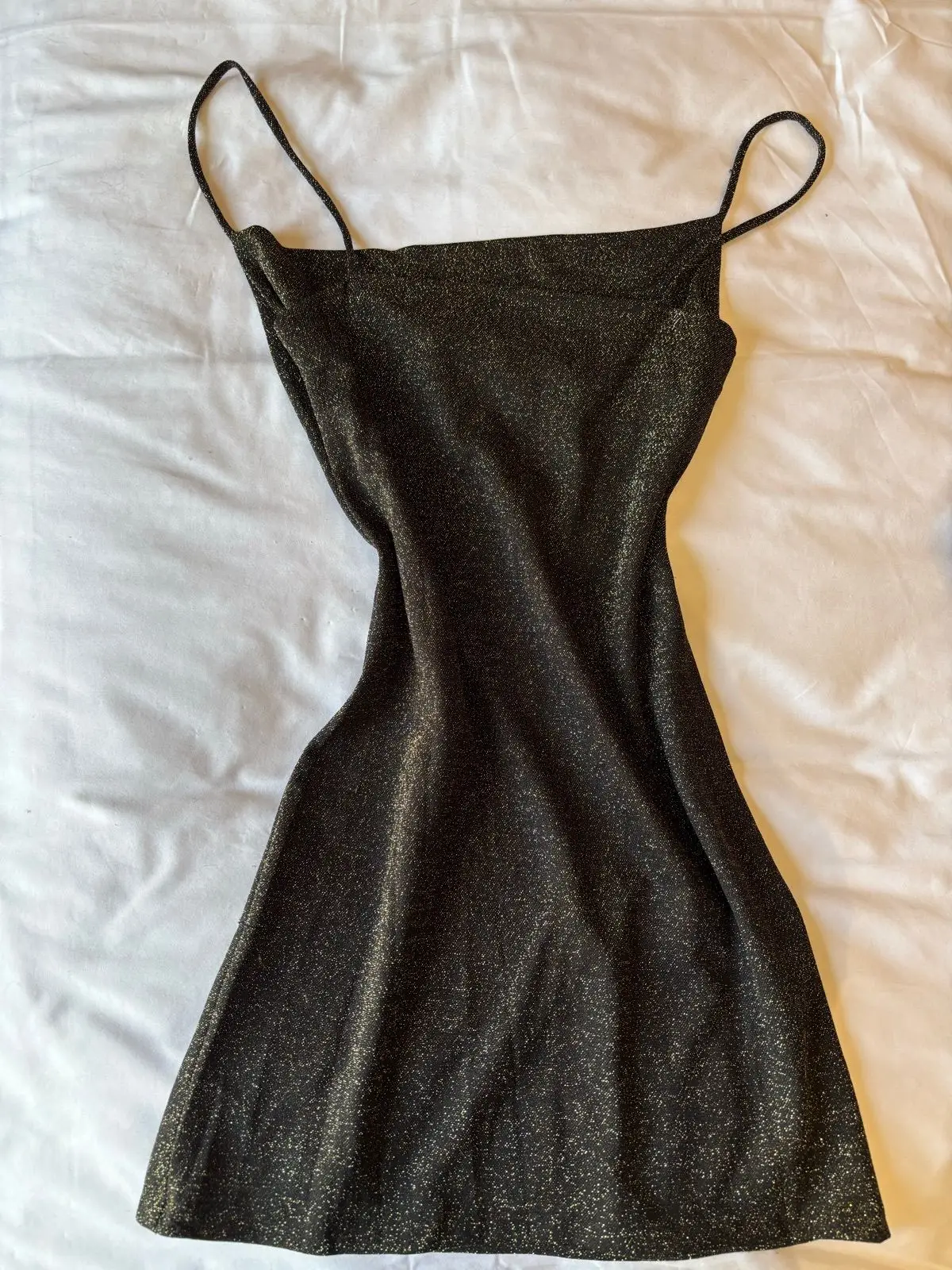 Black and Gold Sparkly Slip Dress