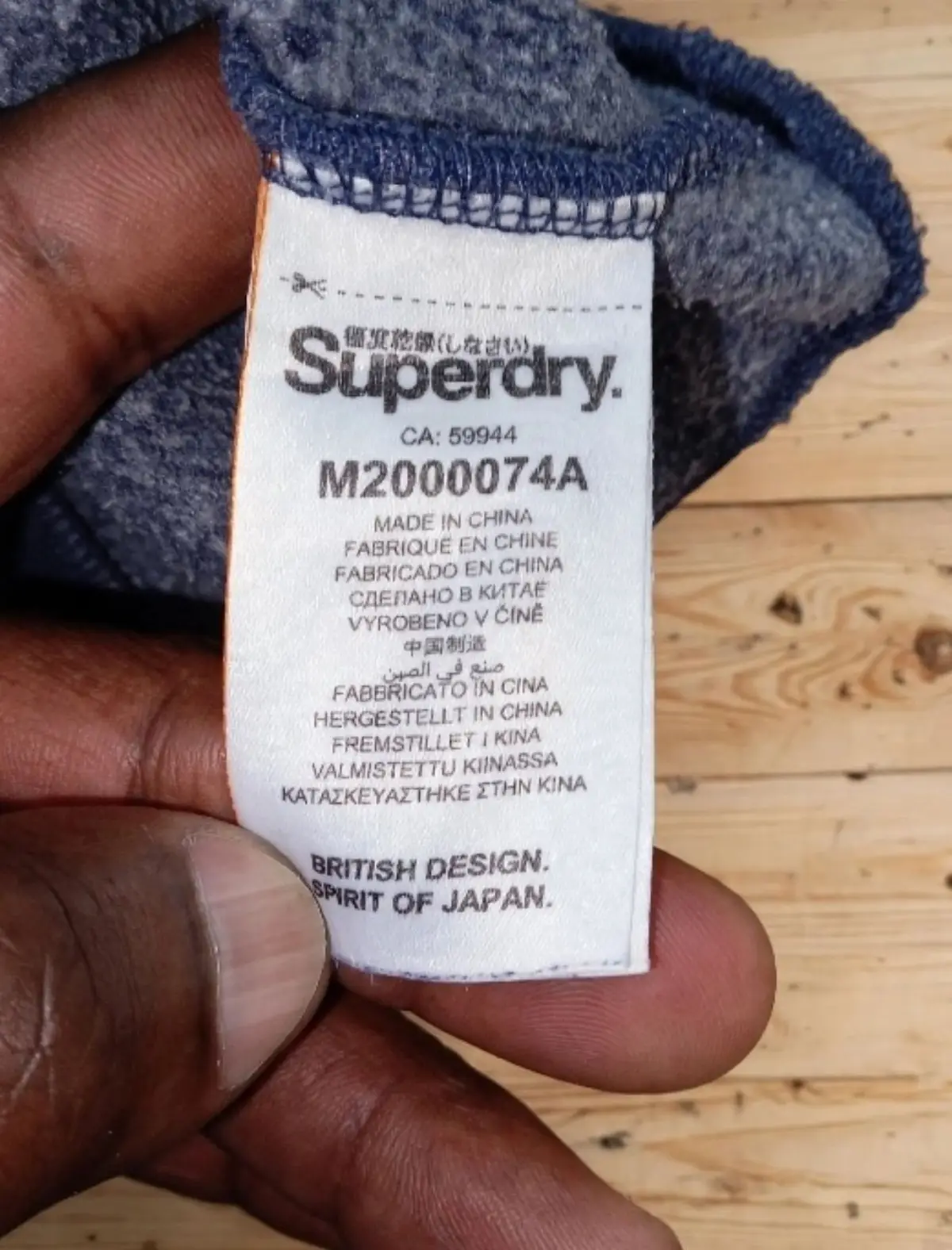 Superdry Blue Hoodie with Yellow Graphic