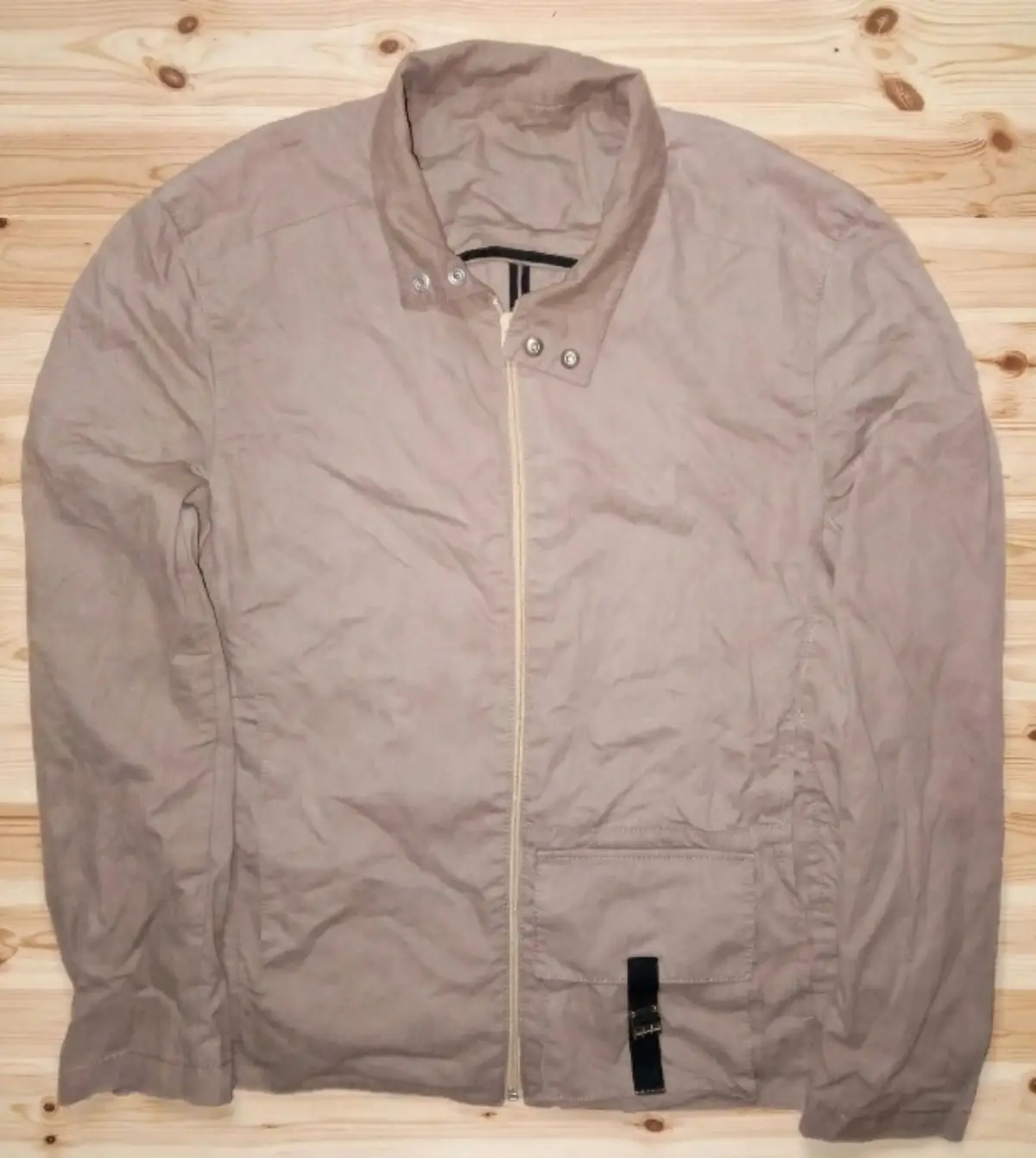 Taupe Lightweight Zip-Up Jacket with Front Pocket
