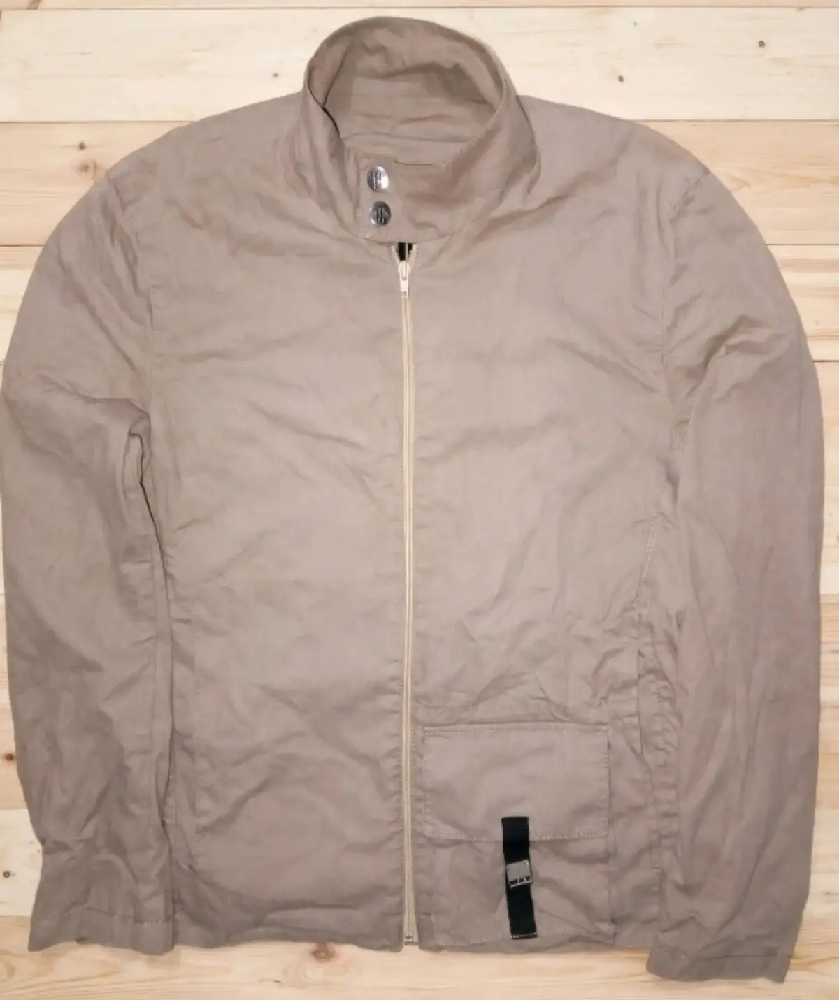 Taupe Lightweight Zip-Up Jacket with Front Pocket