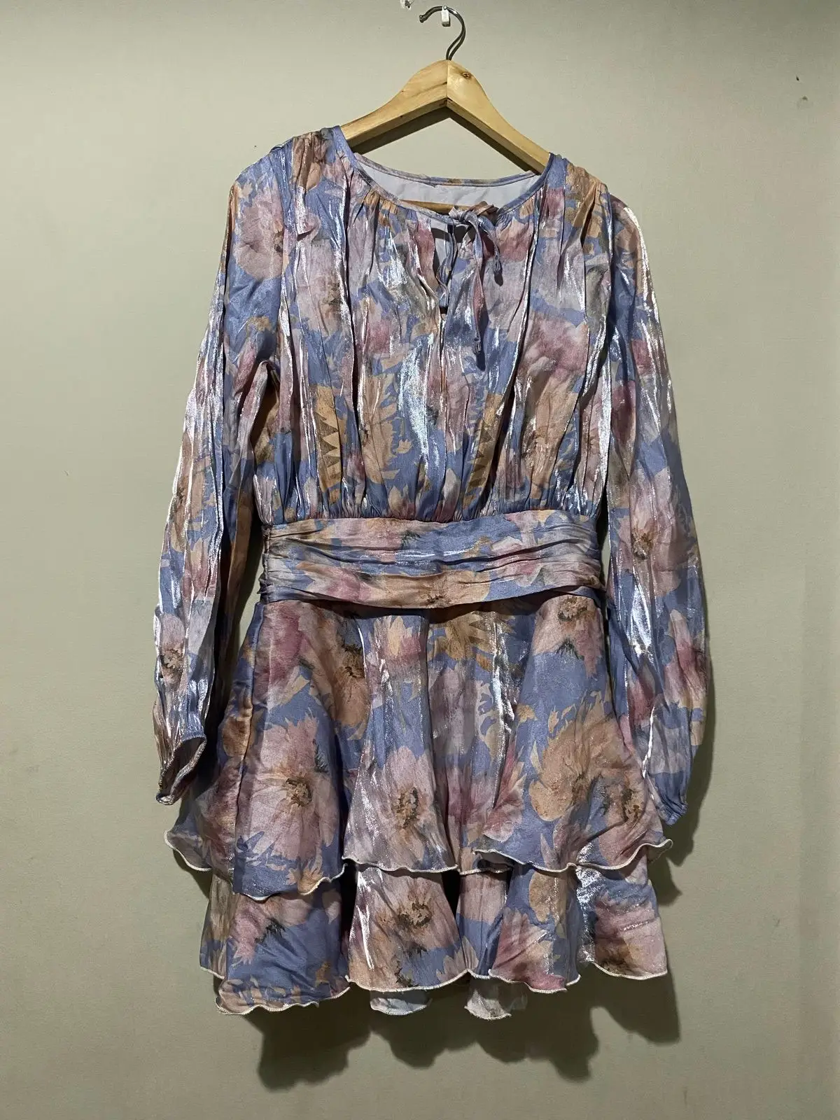 YDE Floral Long-Sleeve Ruffle Mini Dress