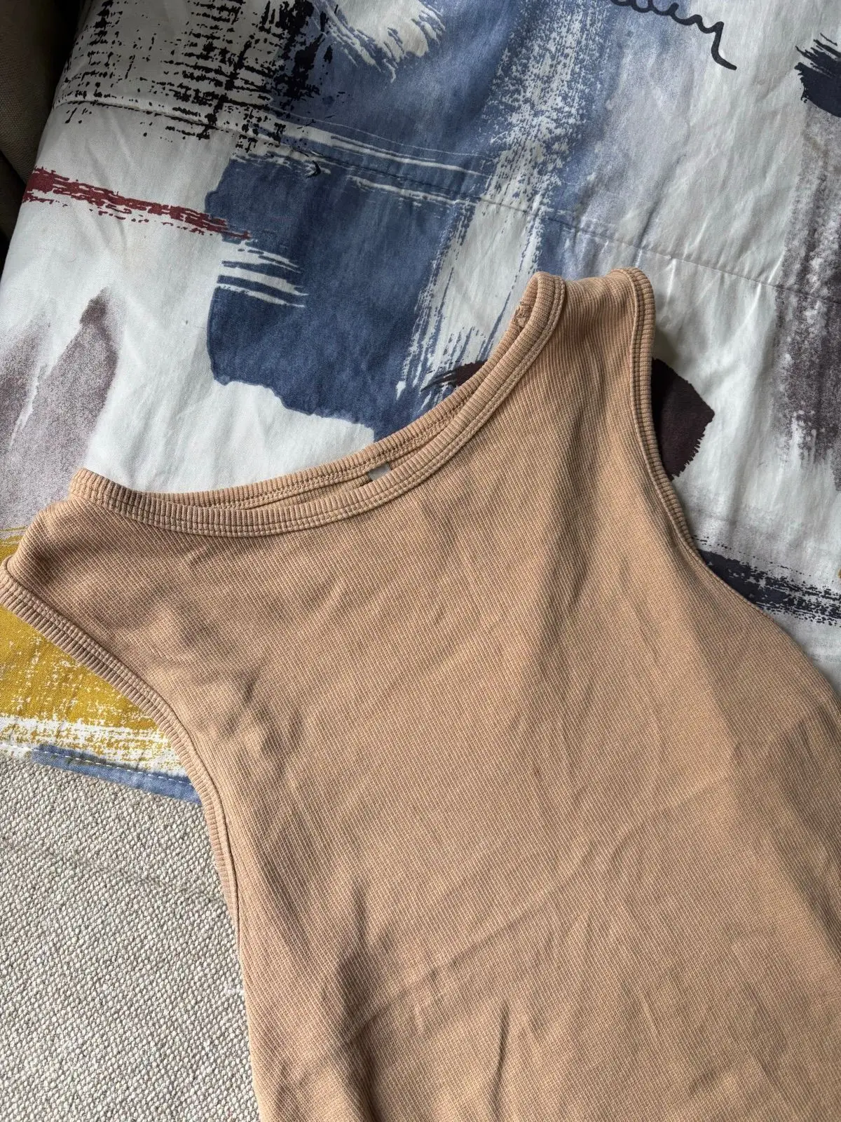 Pick n Pay Clothing Beige Ribbed Tank Top