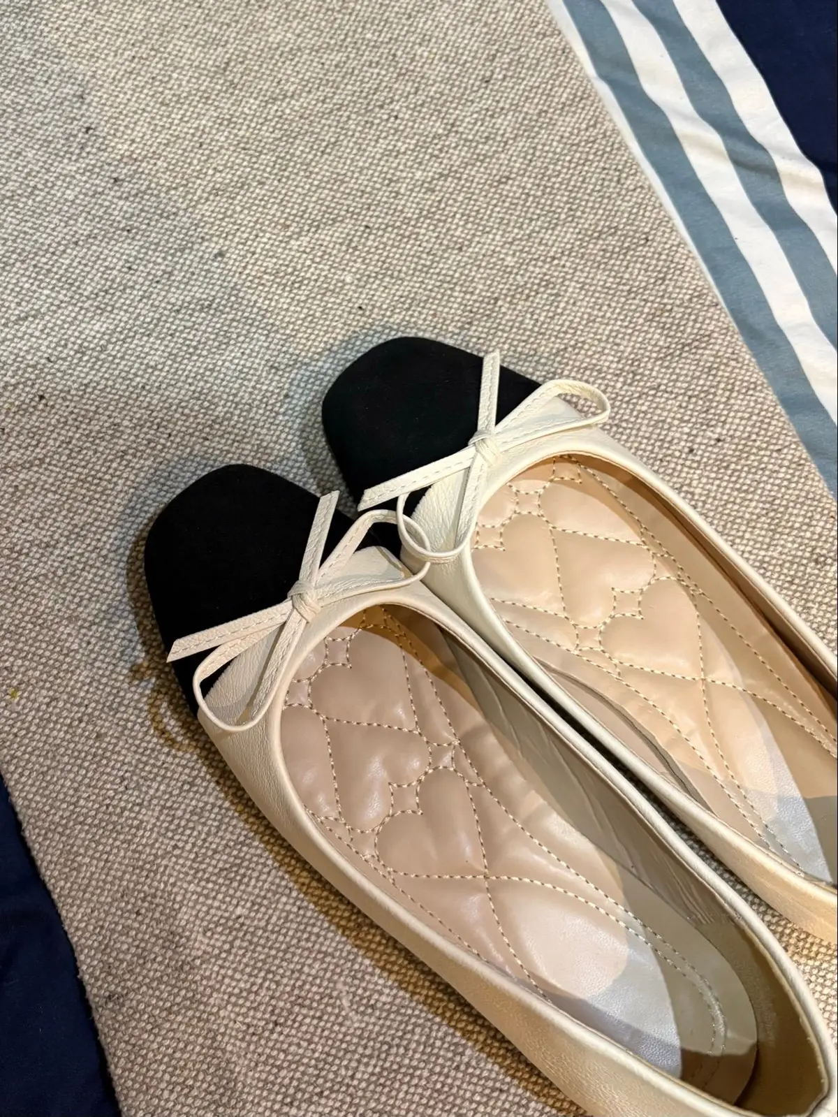 Black and White Cap-Toe Ballet Flats