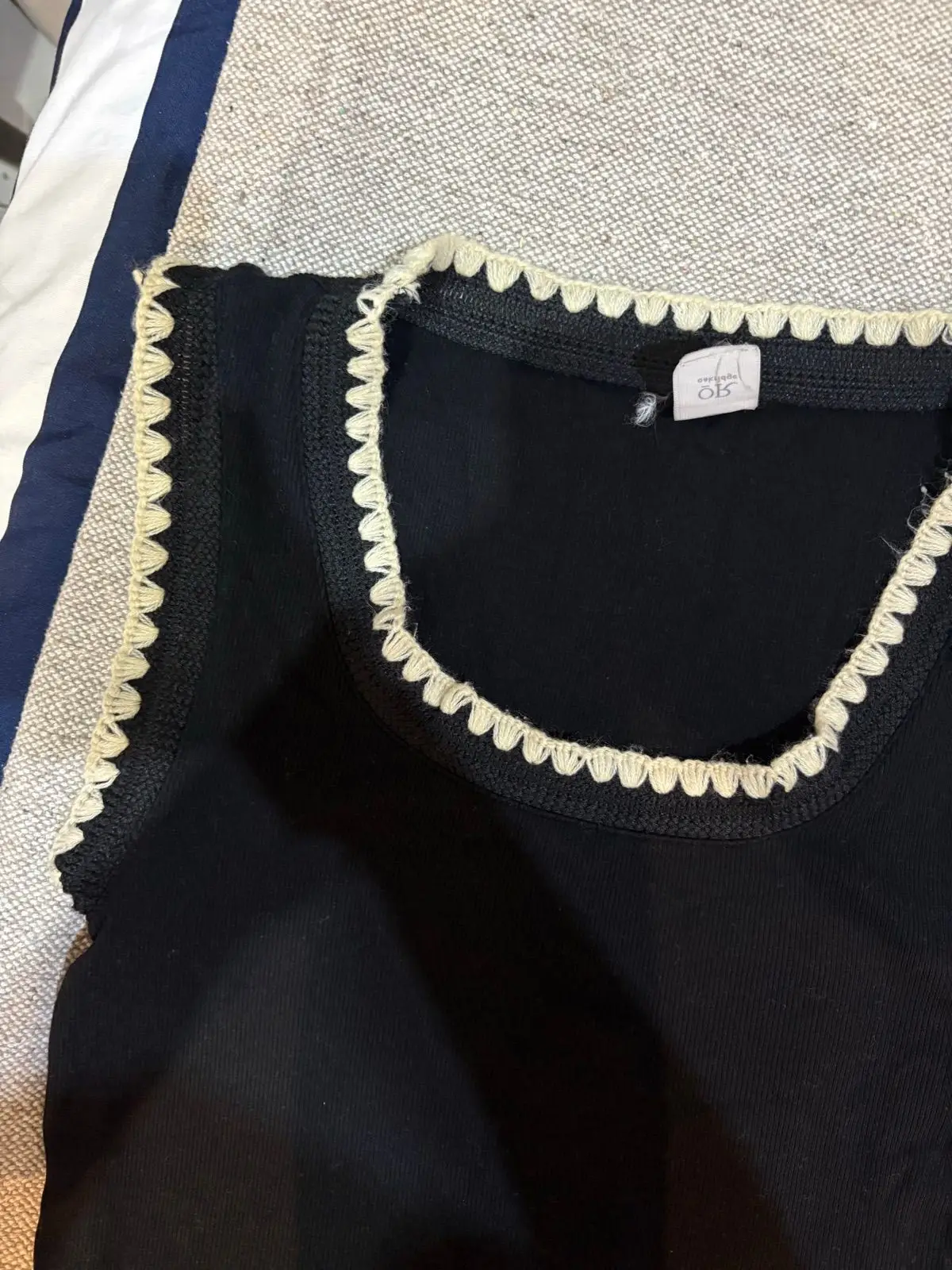 Mr Price Black Sleeveless Top with Cream Trim