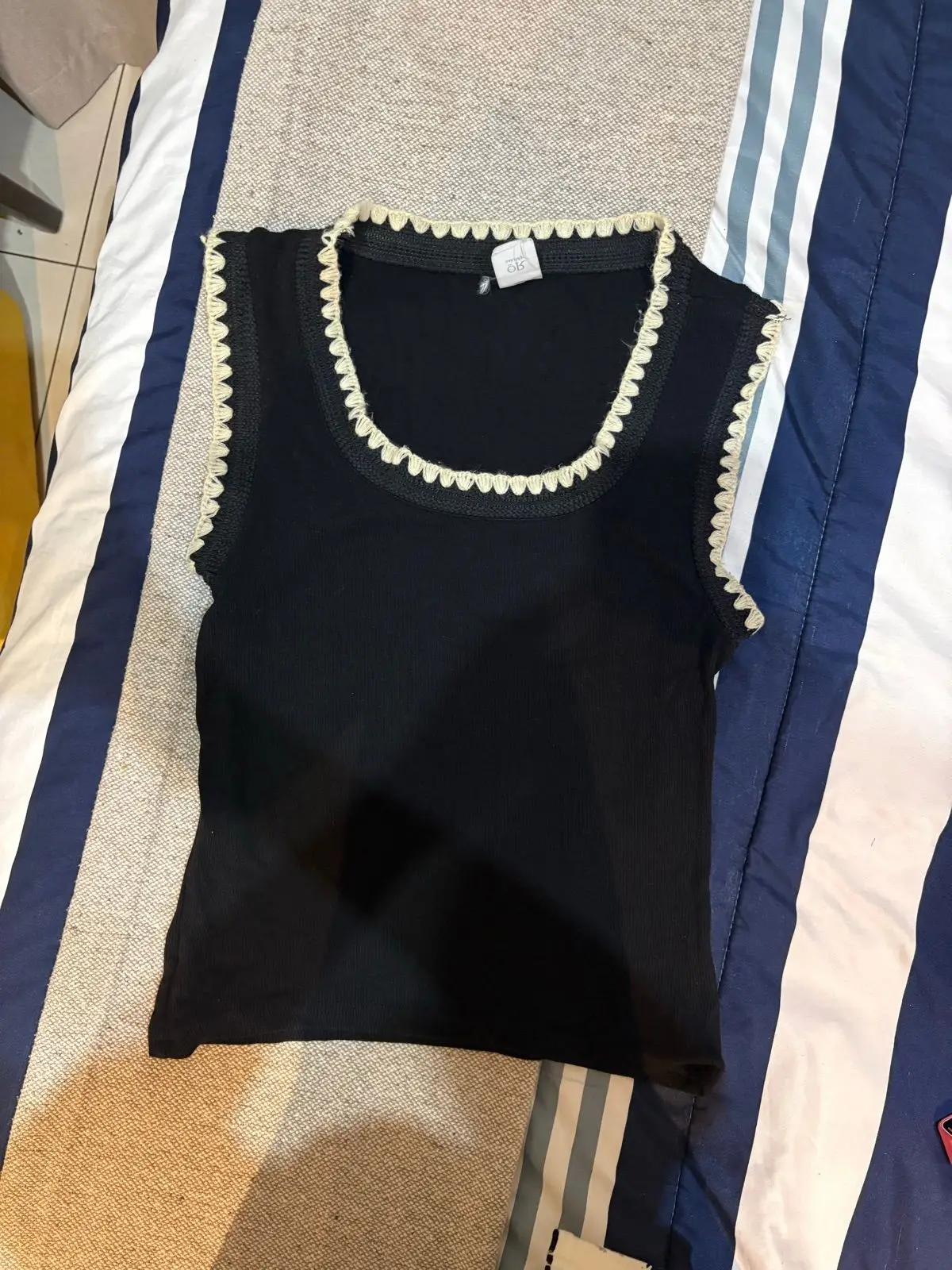 Mr Price Black Sleeveless Top with Cream Trim