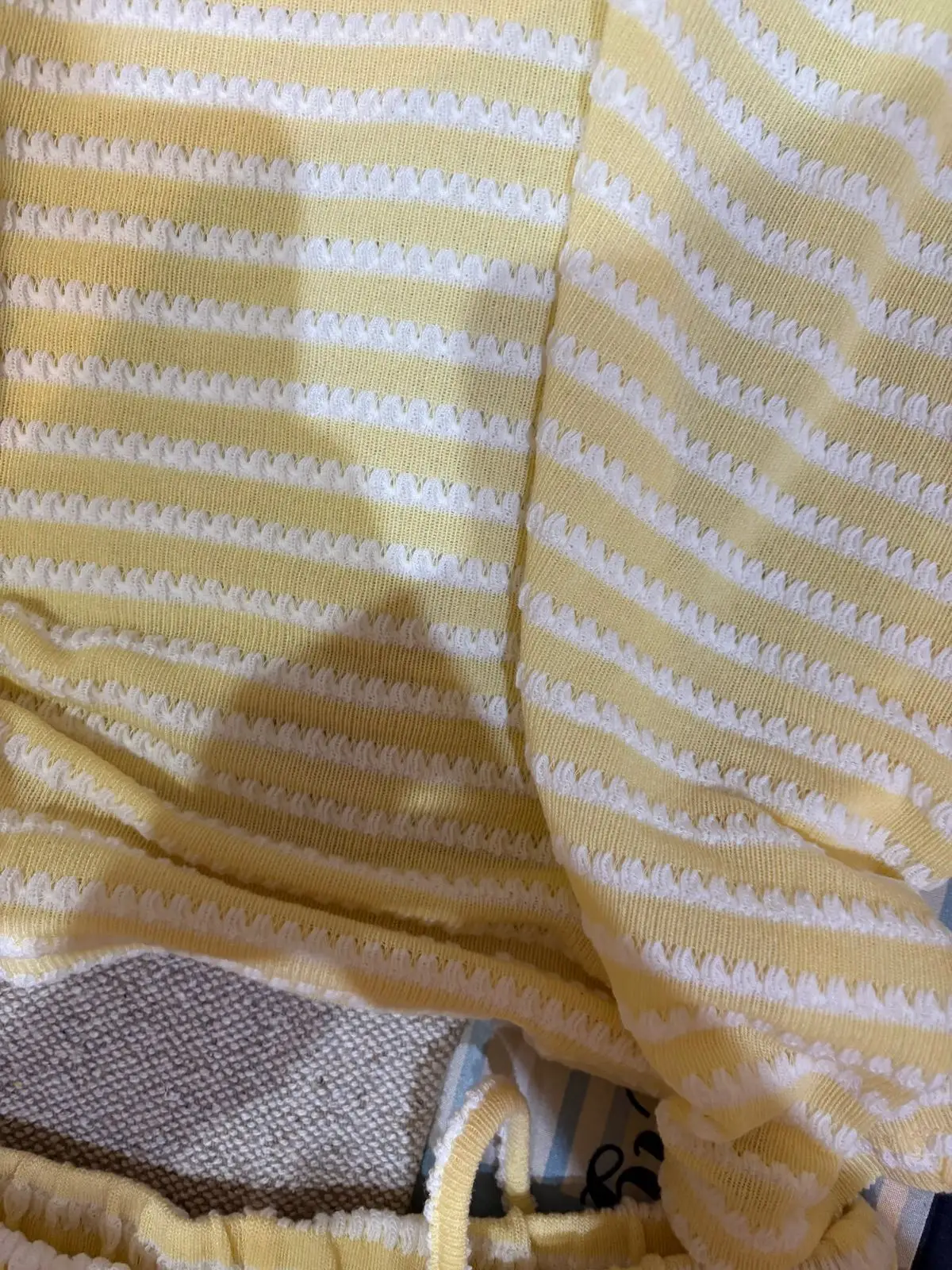 Yellow And White Striped Knit Matching Set