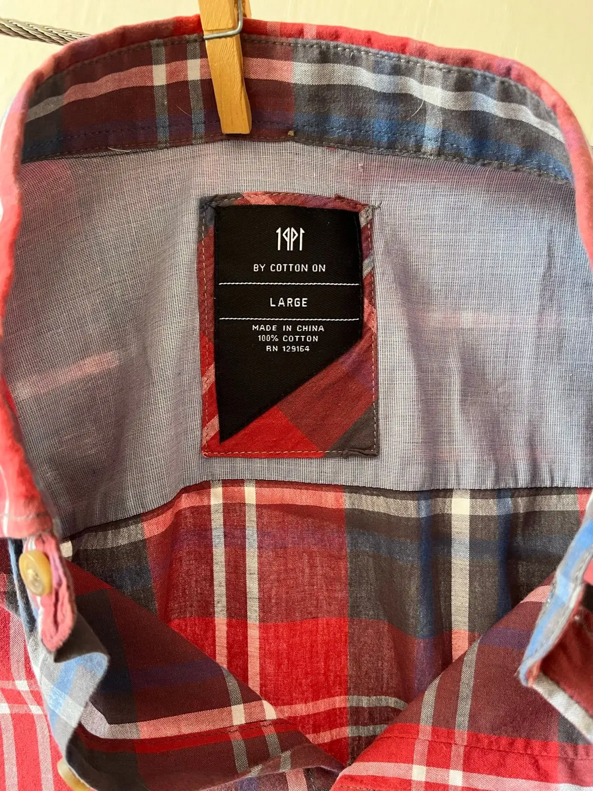 Cotton On Red Plaid Long-Sleeve Button-Up Shirt