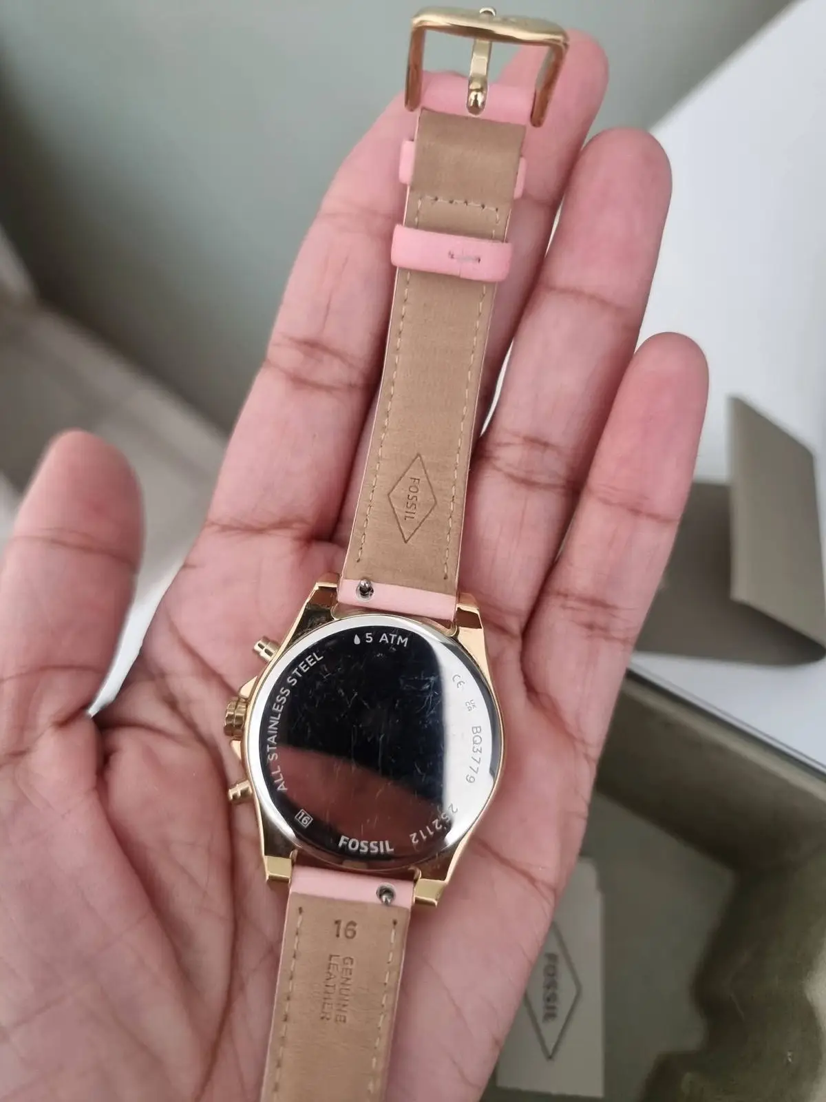 Fossil Chronograph Watch Pink Leather Strap