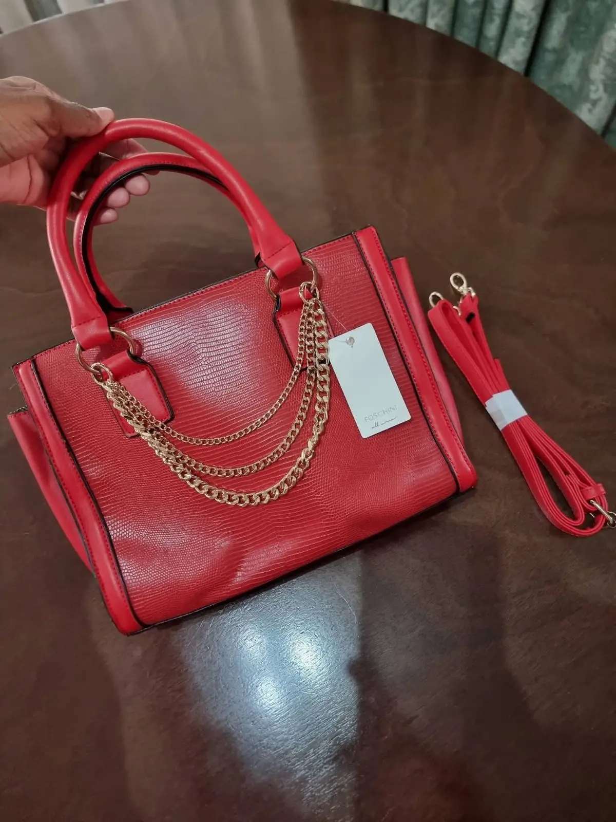 Foschini Red Handbag with Chain Detail