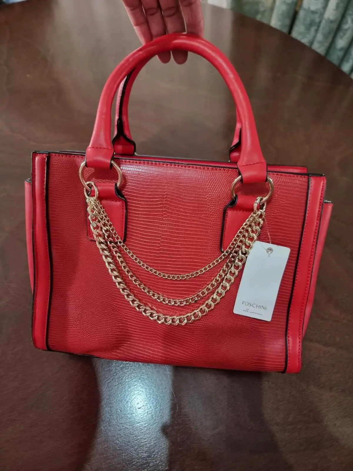 Foschini Red Handbag with Chain Detail