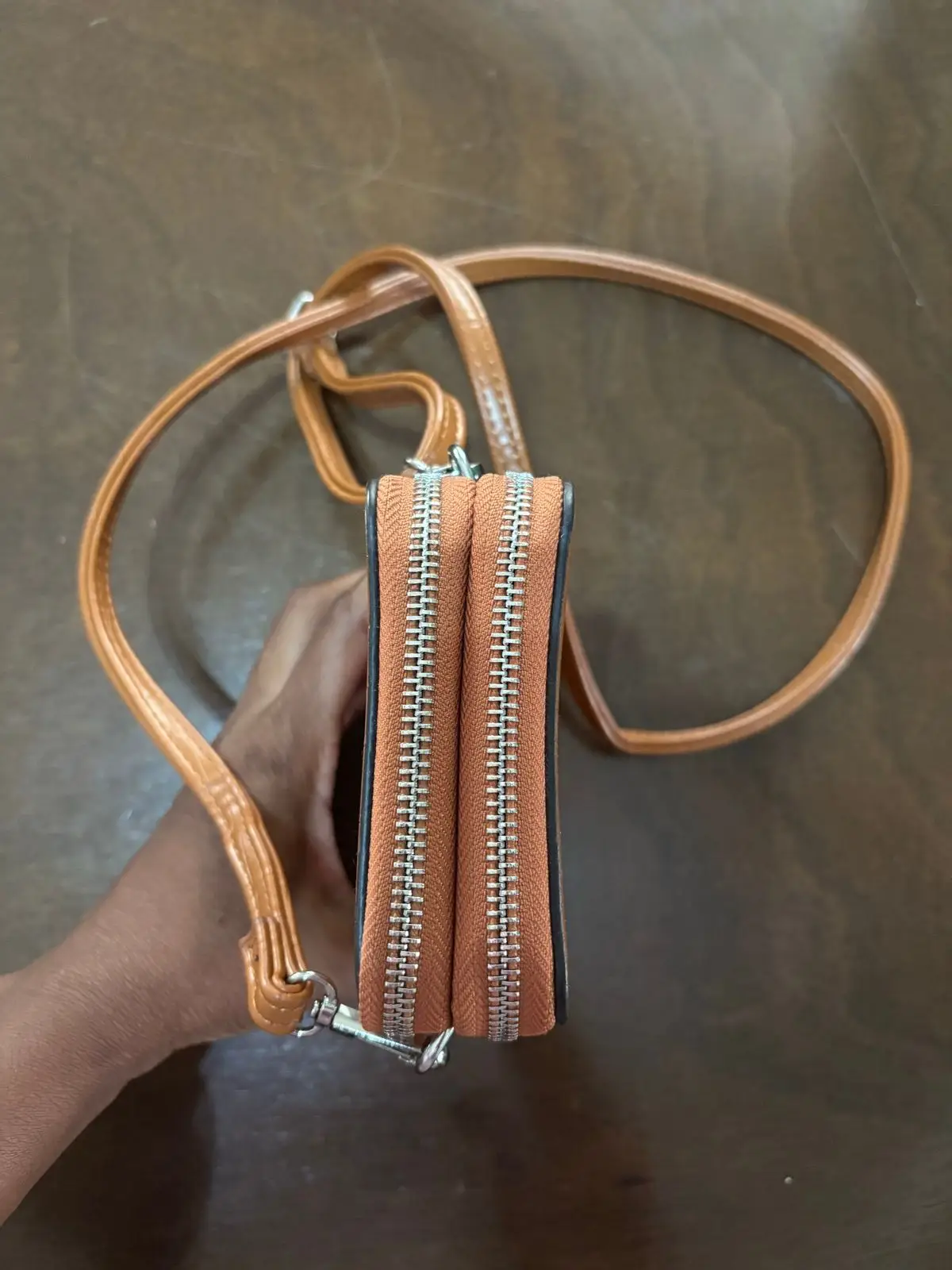Foschini Tan Crocodile Texture Crossbody Bag