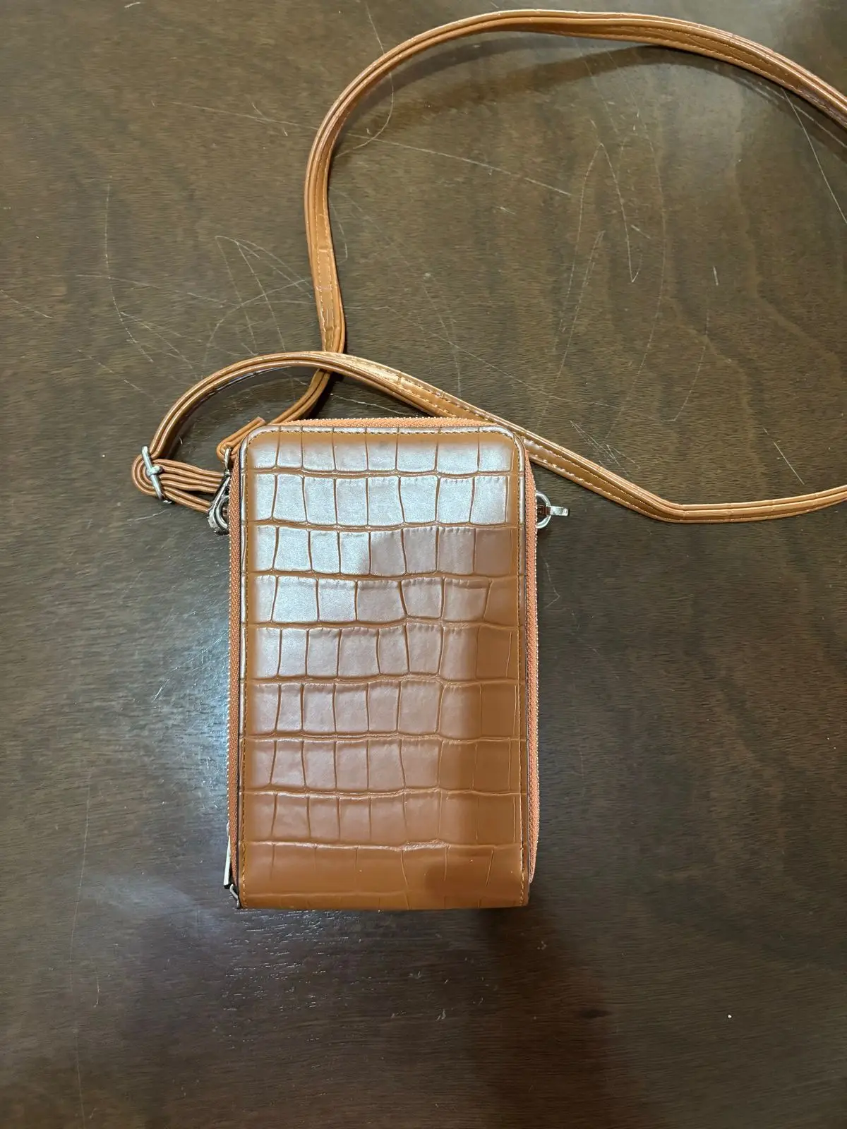 Foschini Tan Crocodile Texture Crossbody Bag