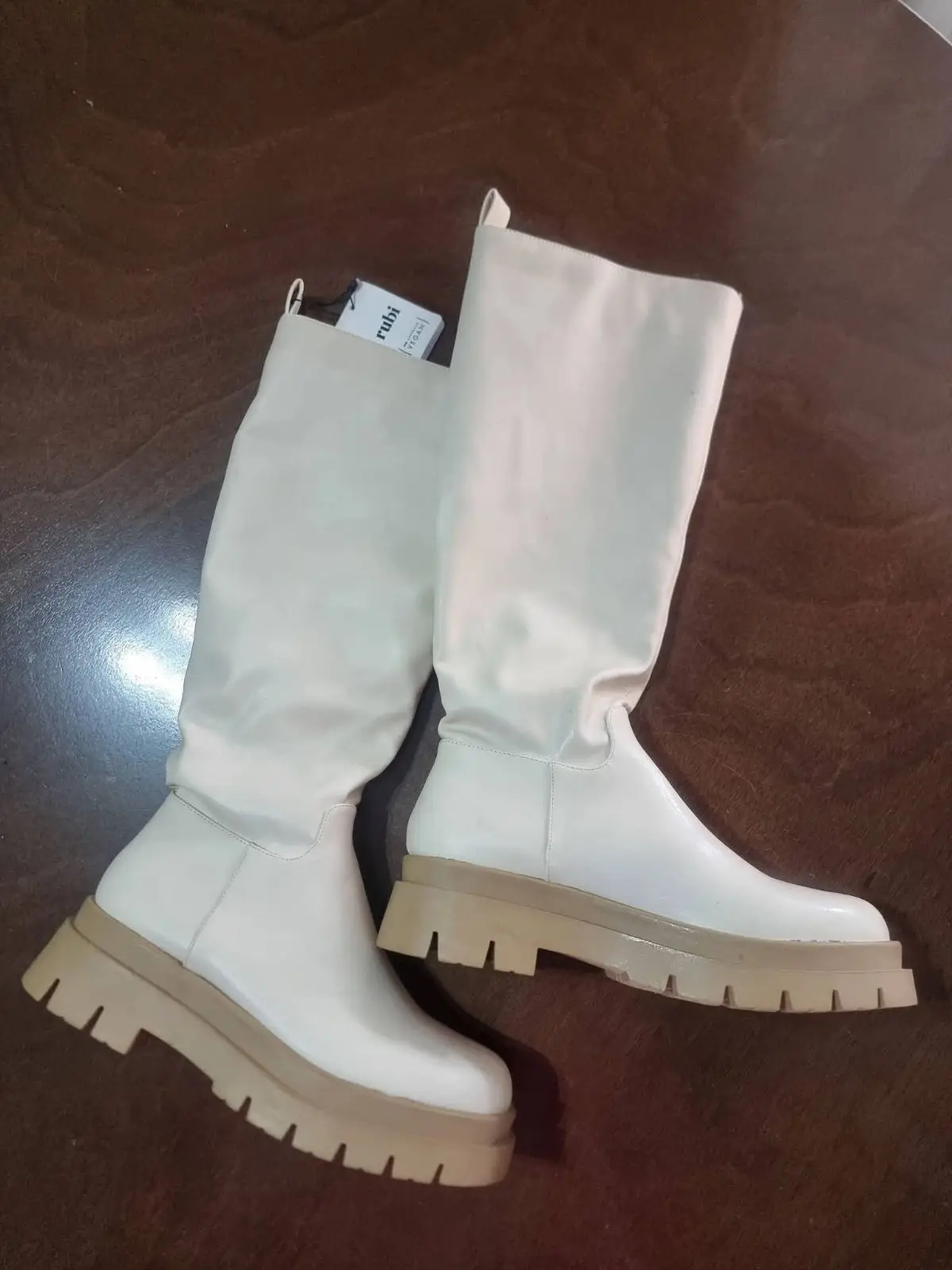 Cotton On Rubi Vegan Cream Knee-High Lug Sole Boots