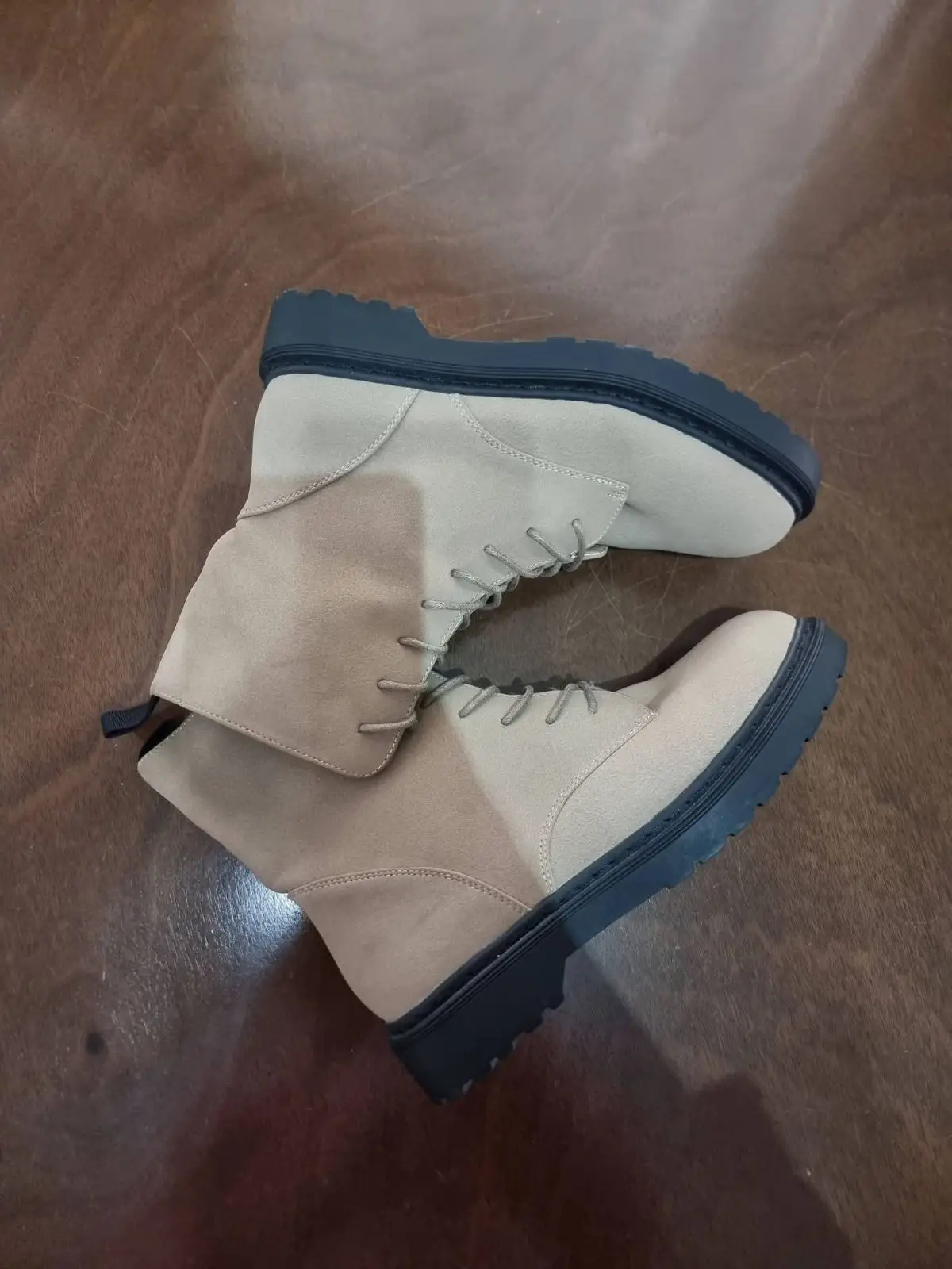 Cotton On Beige Suede Lace-Up Boots