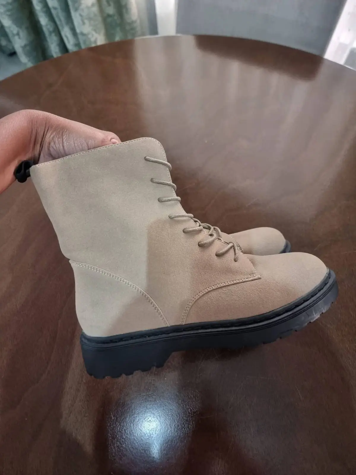 Cotton On Beige Suede Lace-Up Boots