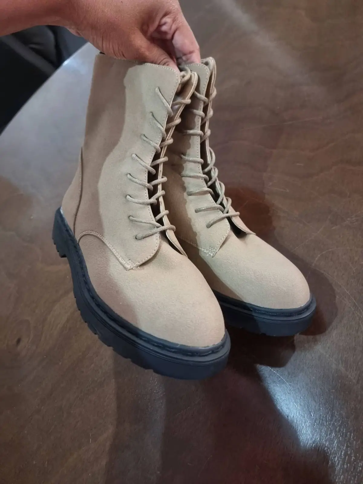 Cotton On Beige Suede Lace-Up Boots